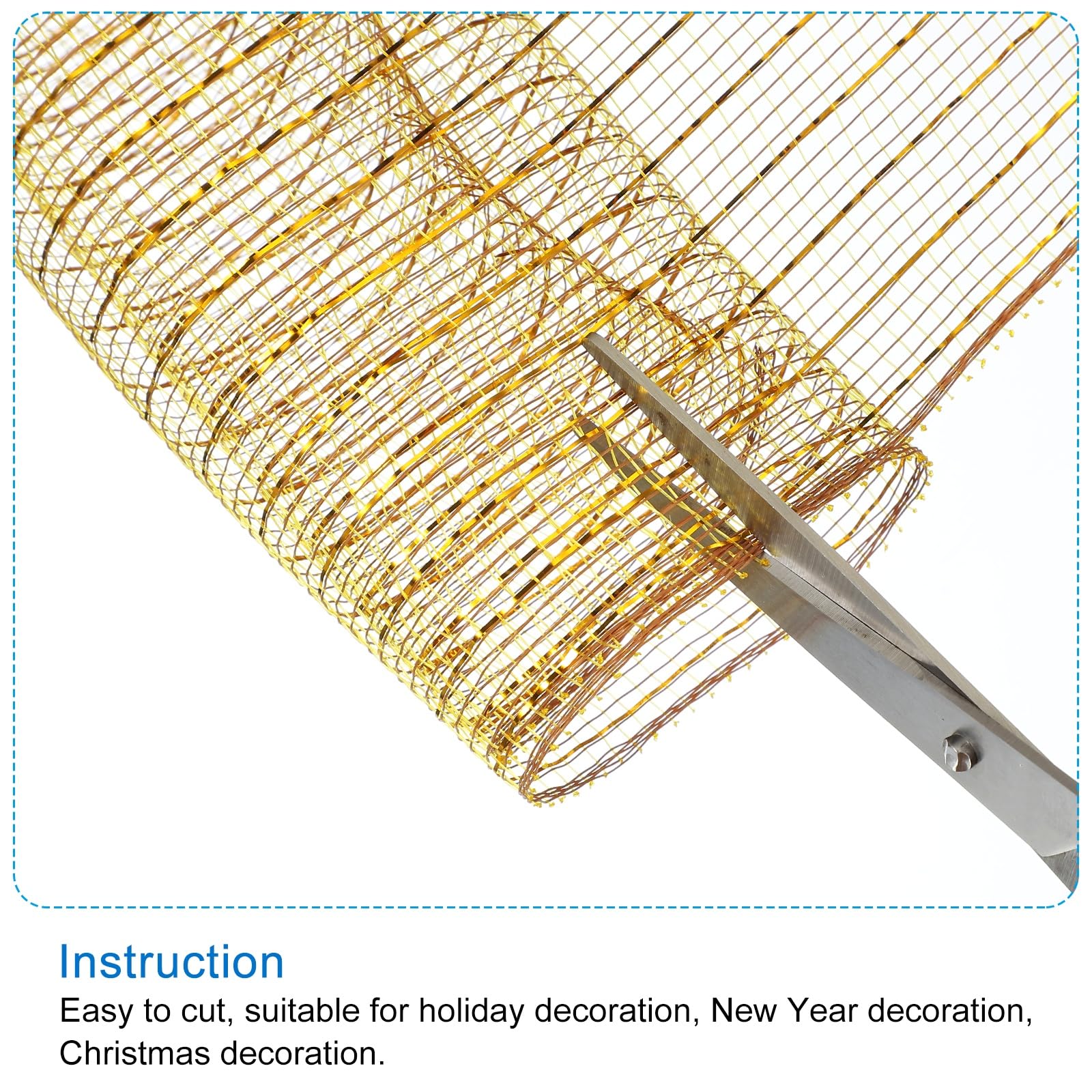 PATIKIL Decorative Mesh Ribbon, 10 Inch x 10 Yard Mesh Ribbon Roll Foil Metallic for Christmas Tree Wreath Decoration Gold/Brown - Image 4