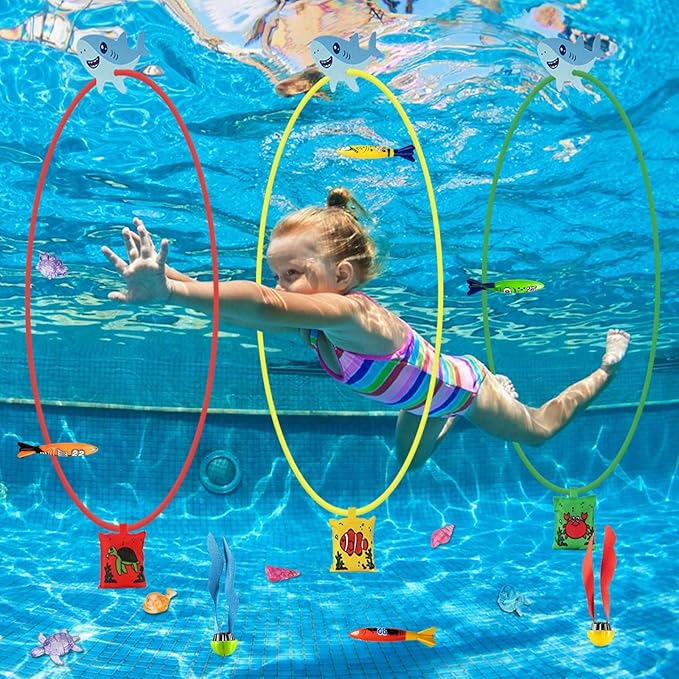 CHAHOT 21PCS Swim Through Rings Pool Toys, Pool Toys Game