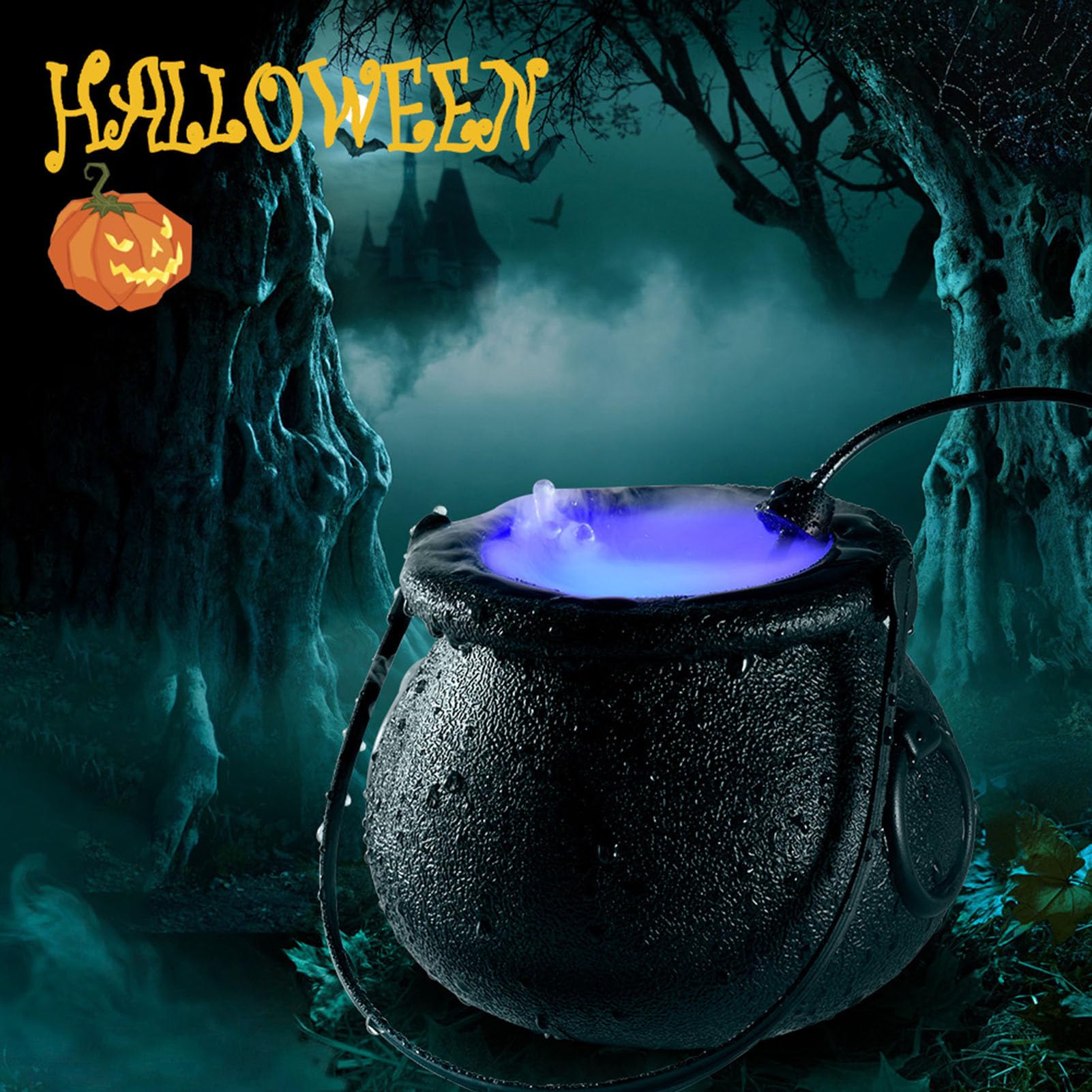 Macchina Per Nebbia Halloween Con Luci LED | Diffusore Fumo Con 12 LED Colorati, Vaso Incluso