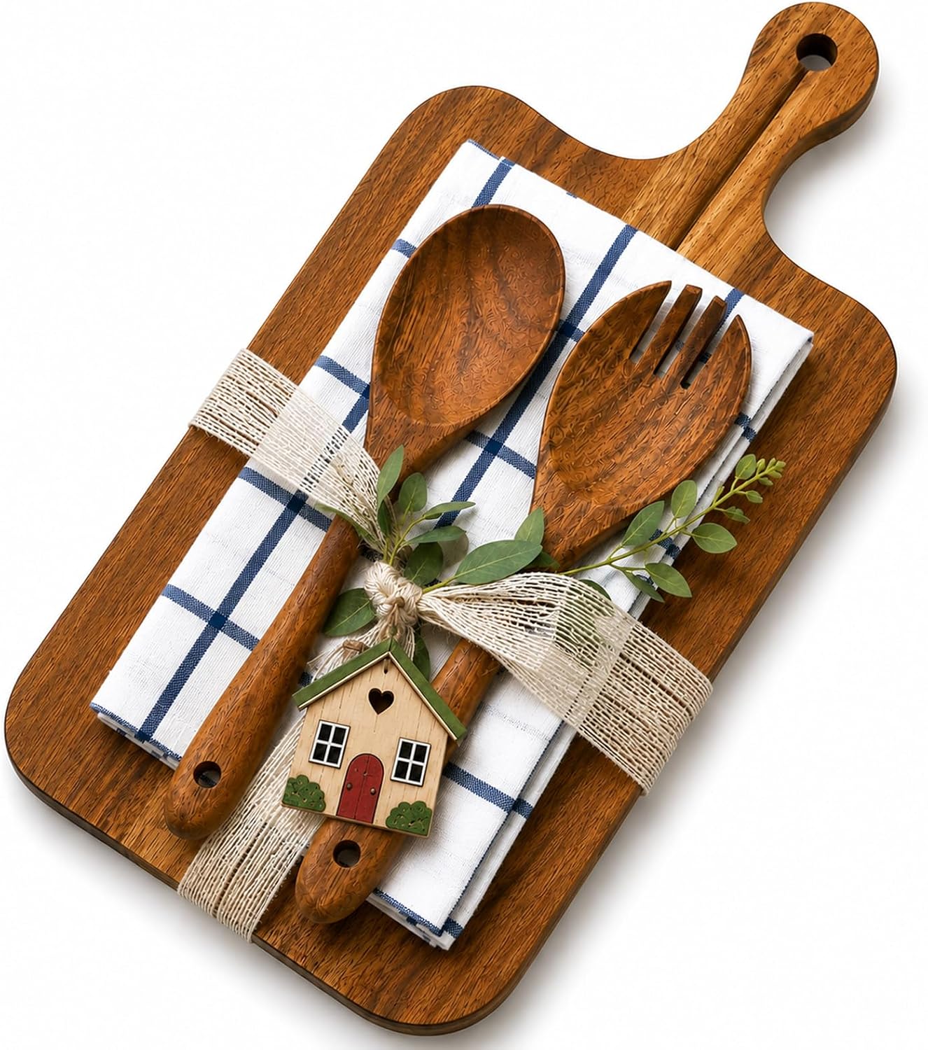 Housewarming Gift Wooden Cutting Board Set with Utensils and Napkin