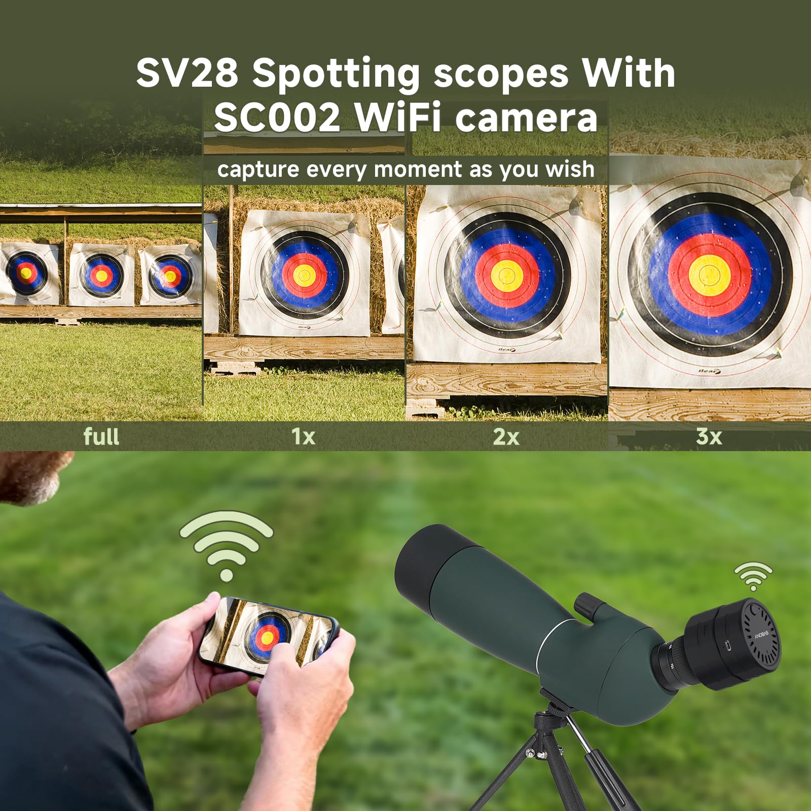 Svbony SV28PLUS Longue-Vue, 25-75x70mm BAK4 FMC Lens,avec Adaptateur