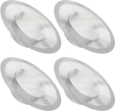 4 Pack Heavy Duty Stainless Steel Kitchen Sink Strainer, 4.41" Top / 2.44" Mesh Slop Basket Filter Trap, Utility Drain Hole for Kitchen Sink/Bathroom Bathtub Wash basin Floor drain Balcony