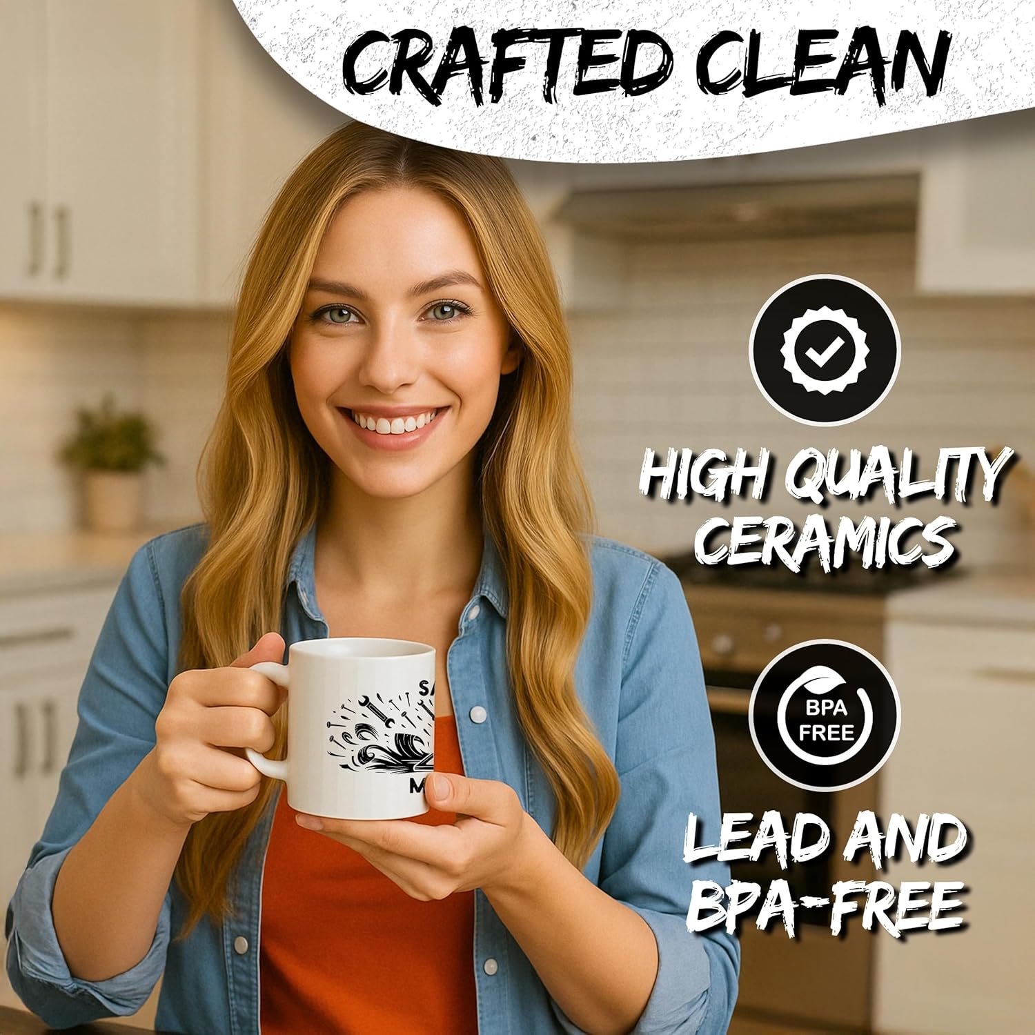 Sawdust is Man Glitter Ceramic Coffee Mug 11oz Woodworking Carpenter - Tea Coffee Mug with Comfortable Grip - Unique Fun Gift White Cup for Office or Home - Vibrant Long-Lasting Print ID44991 - Image 5