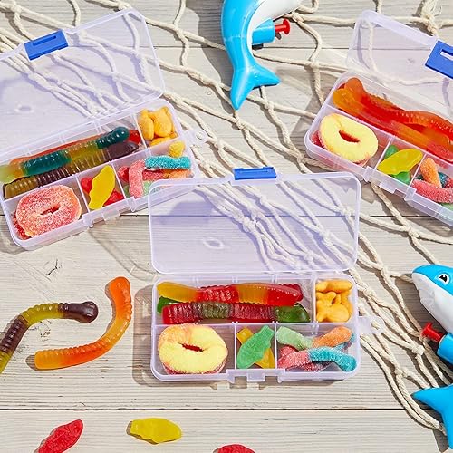 Miniatura 5 de Juvielich Caja organizadora de plástico transparente, 5 rejillas fijas, contenedor de almacenamiento para cuentas, arte, manualidades, joyería,