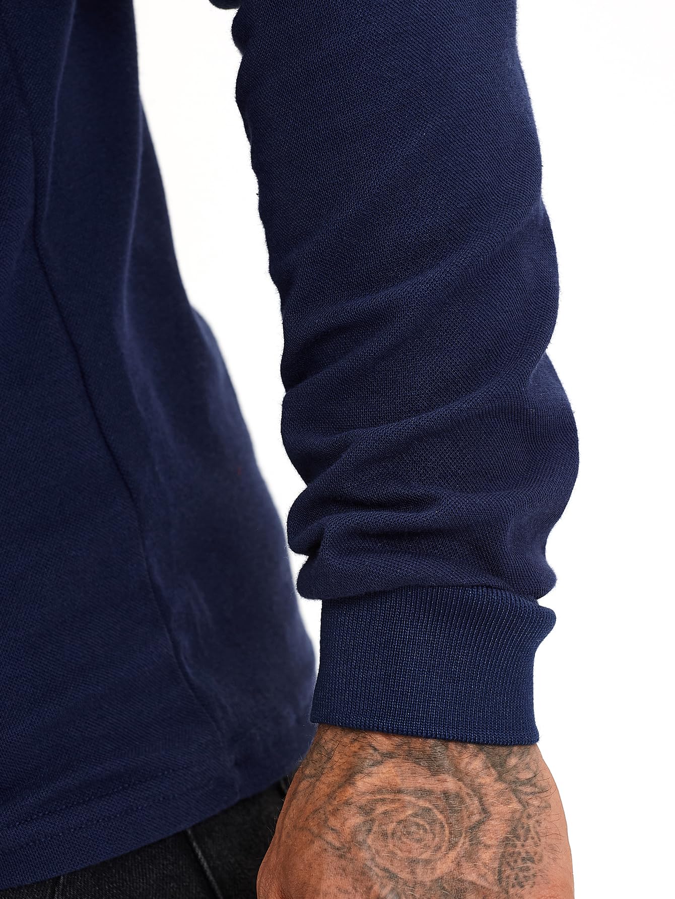 KUNJLELP Polo Camicia Uomo Manica Lunga Maglietta con Colletto in Denim Casuale Cotton Inverno Golf T-Shirt
