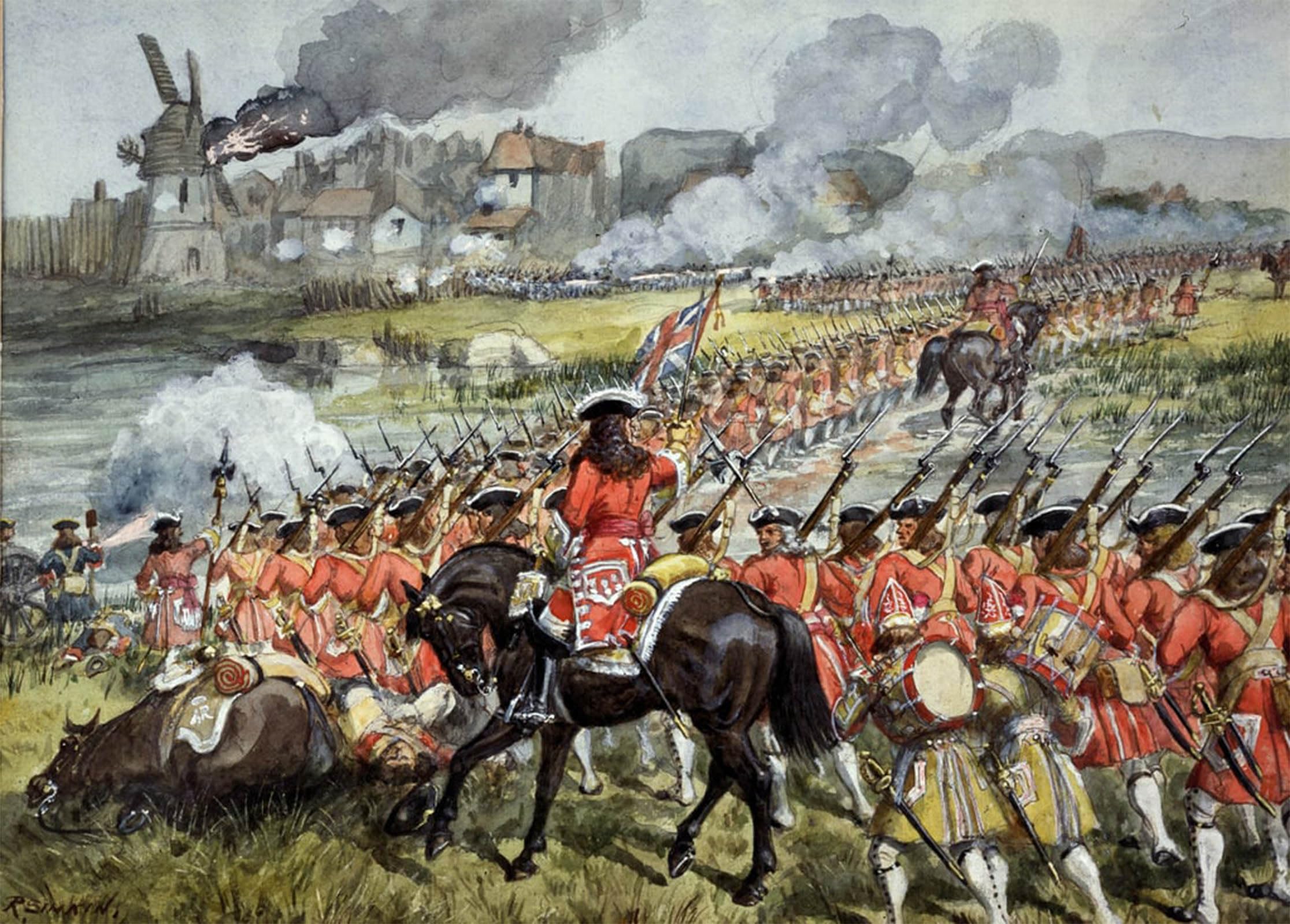 Artxlxxbn No Frame Famous Painting Canvas Artwork Graffiti Print The Th Regiment Of Foot At Blenheim By Richard Simkin Portrait Canvas Image For Home Decor 60X90cm
