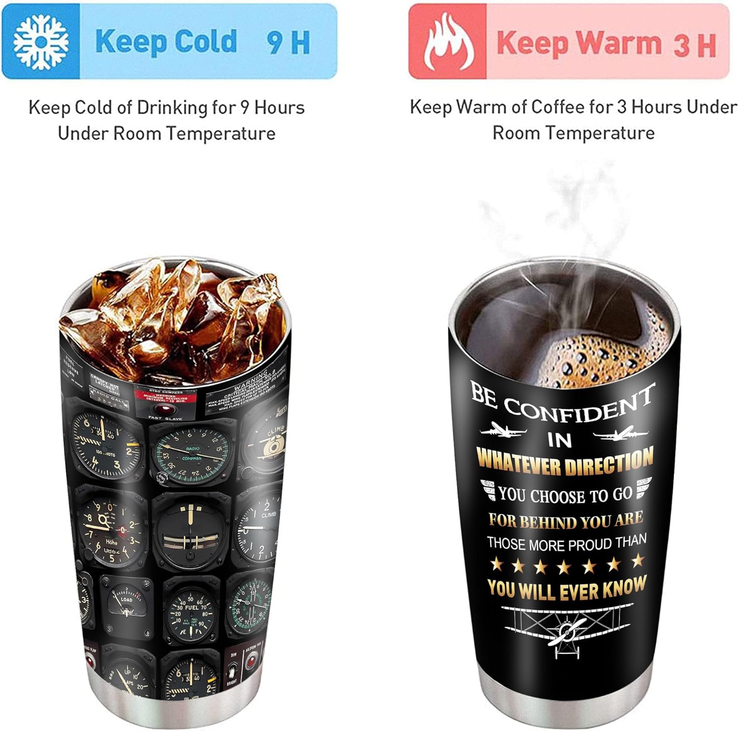 Pilot Gifts for Men Aviation Tumbler 20oz with Straw Lid, Airplane Aviation Gifts Coffee Travel Mugs for Aviators Son Dad Fathers Day Birthday Present Pilot Retirement Graduation Insulated Gift Cup - Image 6