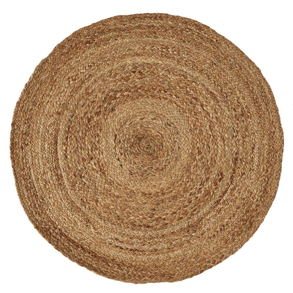 LOLAhome Alfombra Trenzada Redonda Natural de Yute de Ø 120 cm