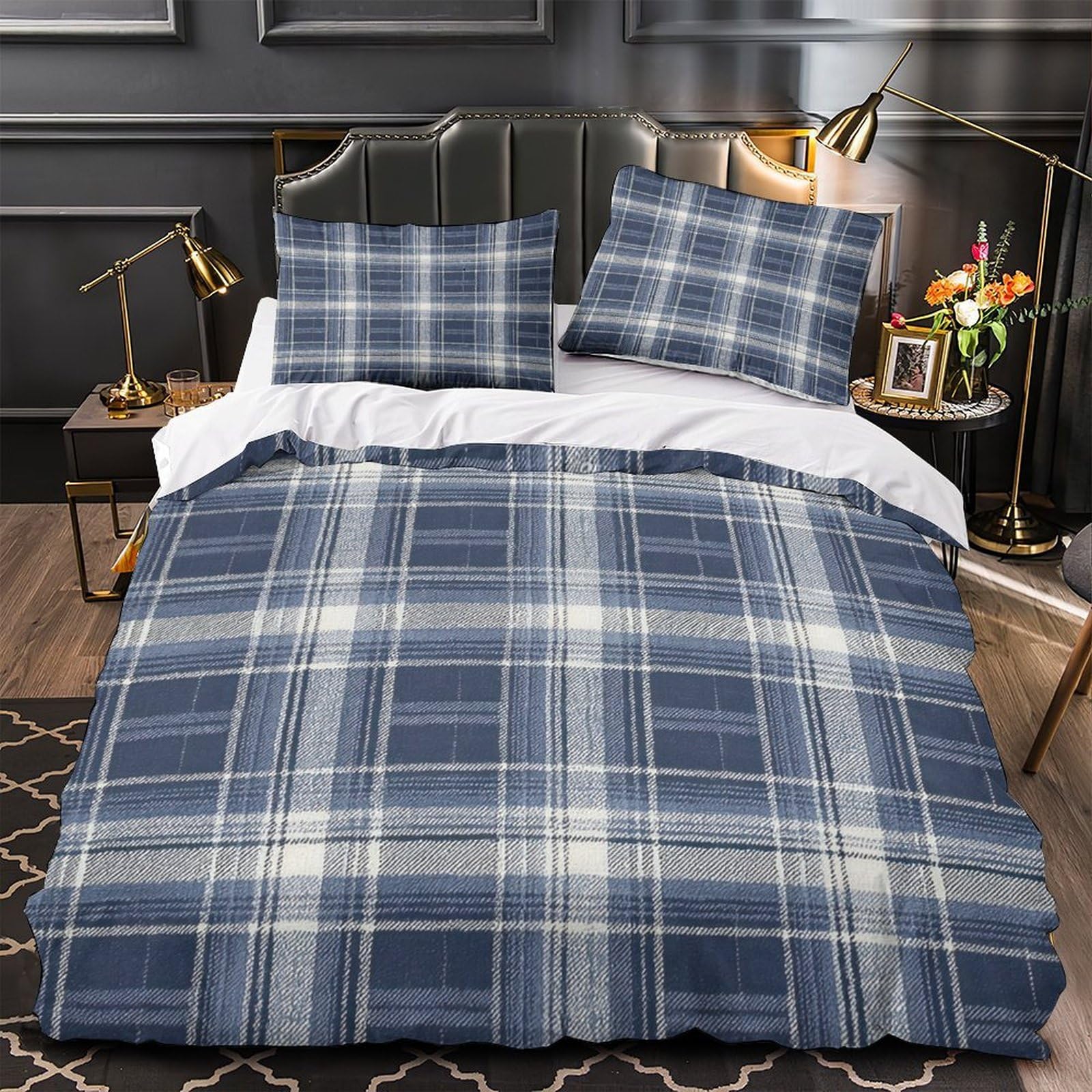 Parure de lit microfibre résistante 260x220cm finition haut de gamme