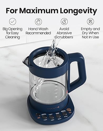 Miniatura 8 de Vianté Hot Tea Maker Hervidor eléctrico de vidrio con infusor de té y control de temperatura. Apagado automático. Programas de preparación para tus