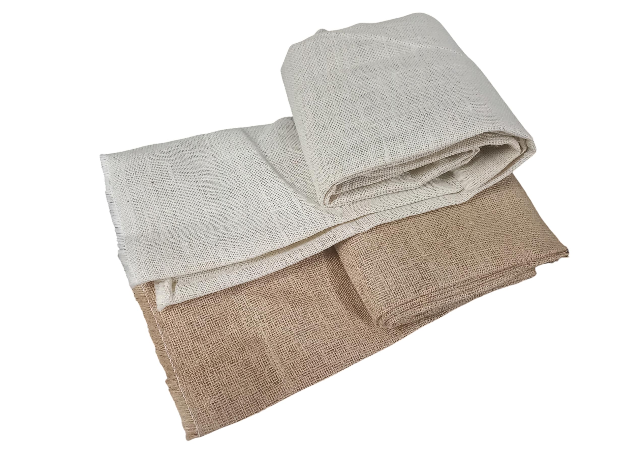 PRANSUNITA 100% Burlap Jute Hessian Cloth Uncoated - Eco Friendly for Upholstery, Table Linens, Landscaping, Plants Covering DIY Projects - Natural Brown & Cream (50 x 60) cm Each – 2 pcs-picture-31