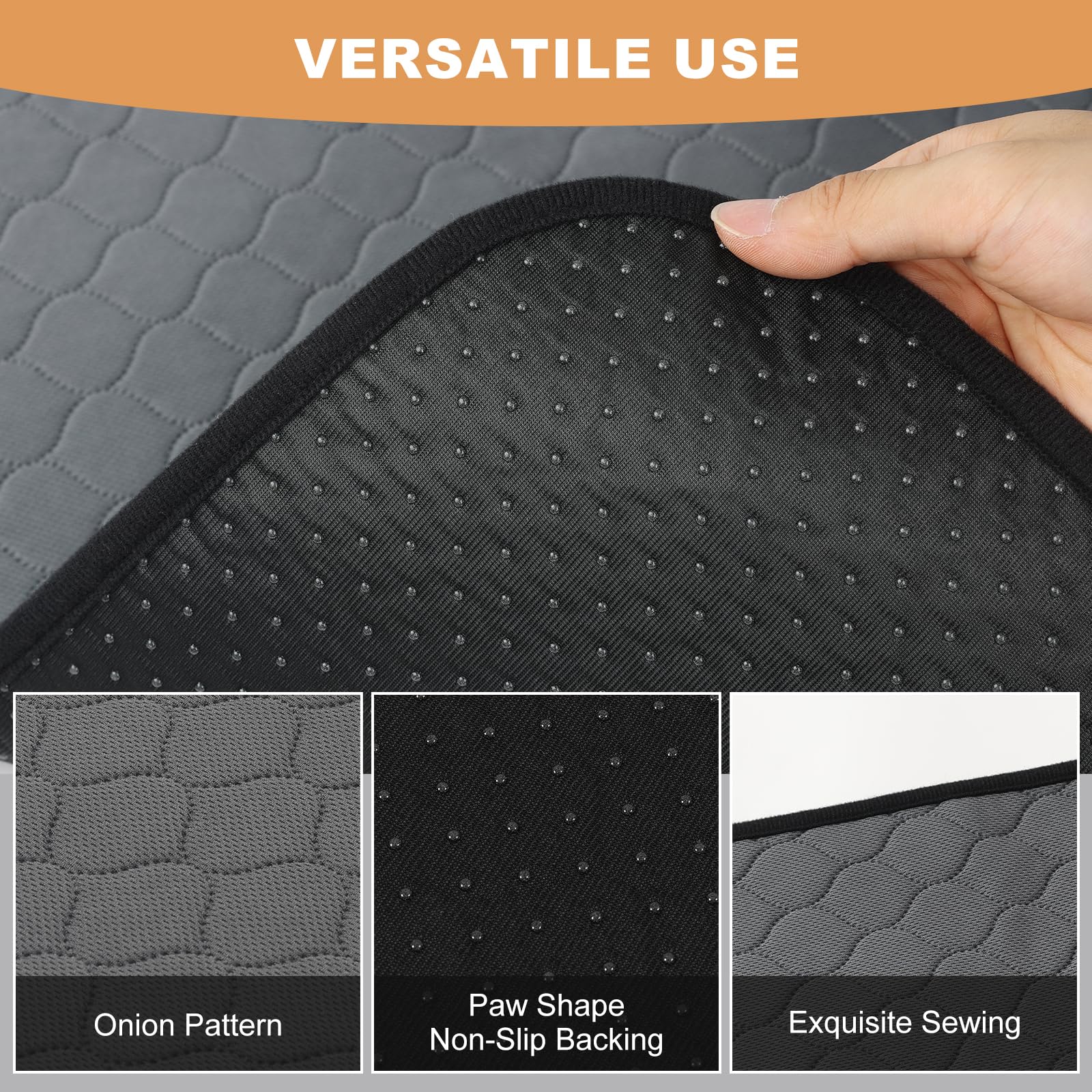 2 Pack Guinea Pig Cage Liners, Washable Guinea Pig Pee Pads Waterproof Reusable & Anti Slip Guinea Pig Bedding Fast and Super Absorbent Pee Pad Tarp Bottom for Small Animals (Dark Grey 24" X 47") - image 3