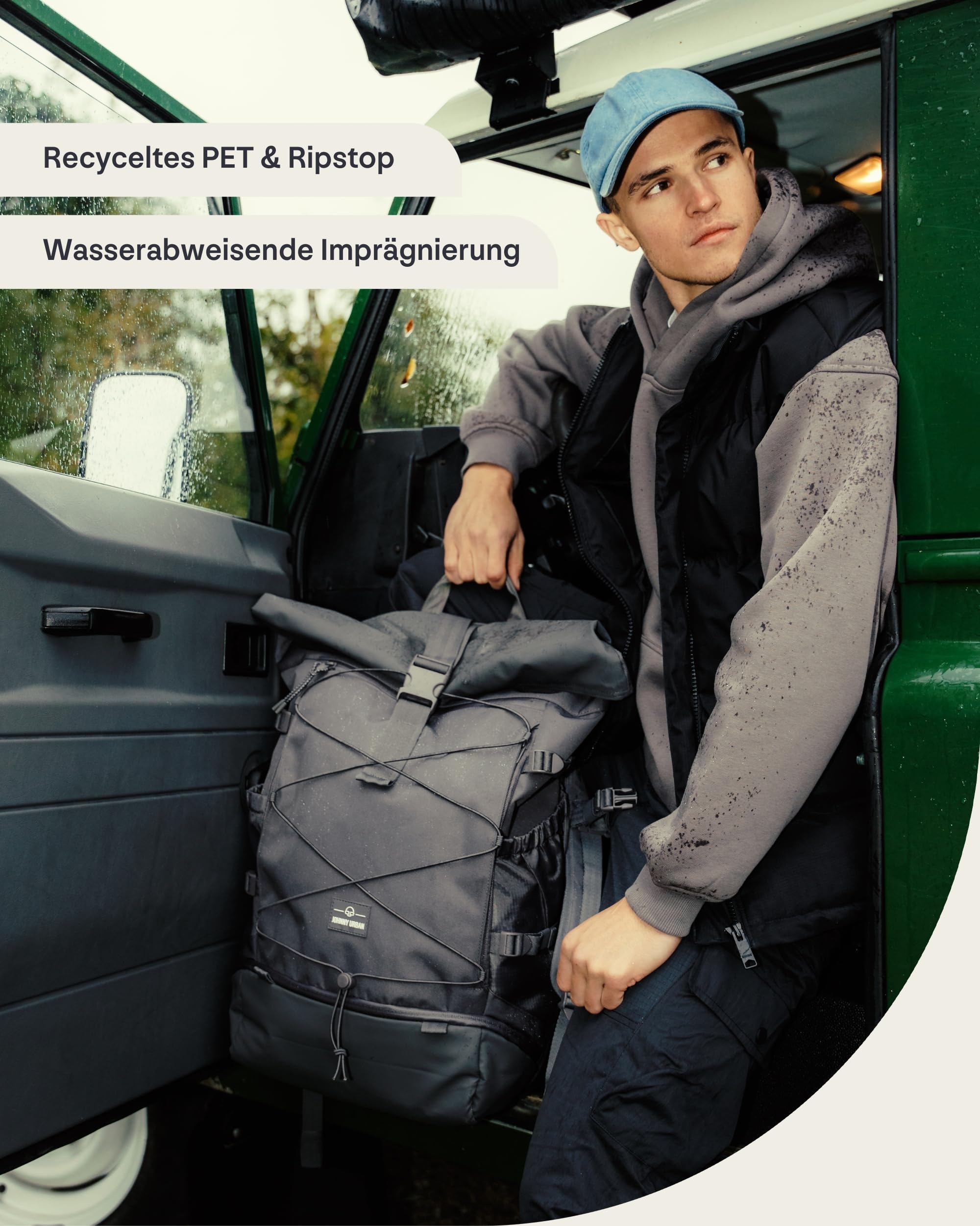 Johnny Urban Reiserucksack Damen & Herren - Allen Travel L - 37L Rolltop Rucksack Groß Handgepäck - Idealer Backpack für Reisen Ausflüge Trips - Wasserabweisend