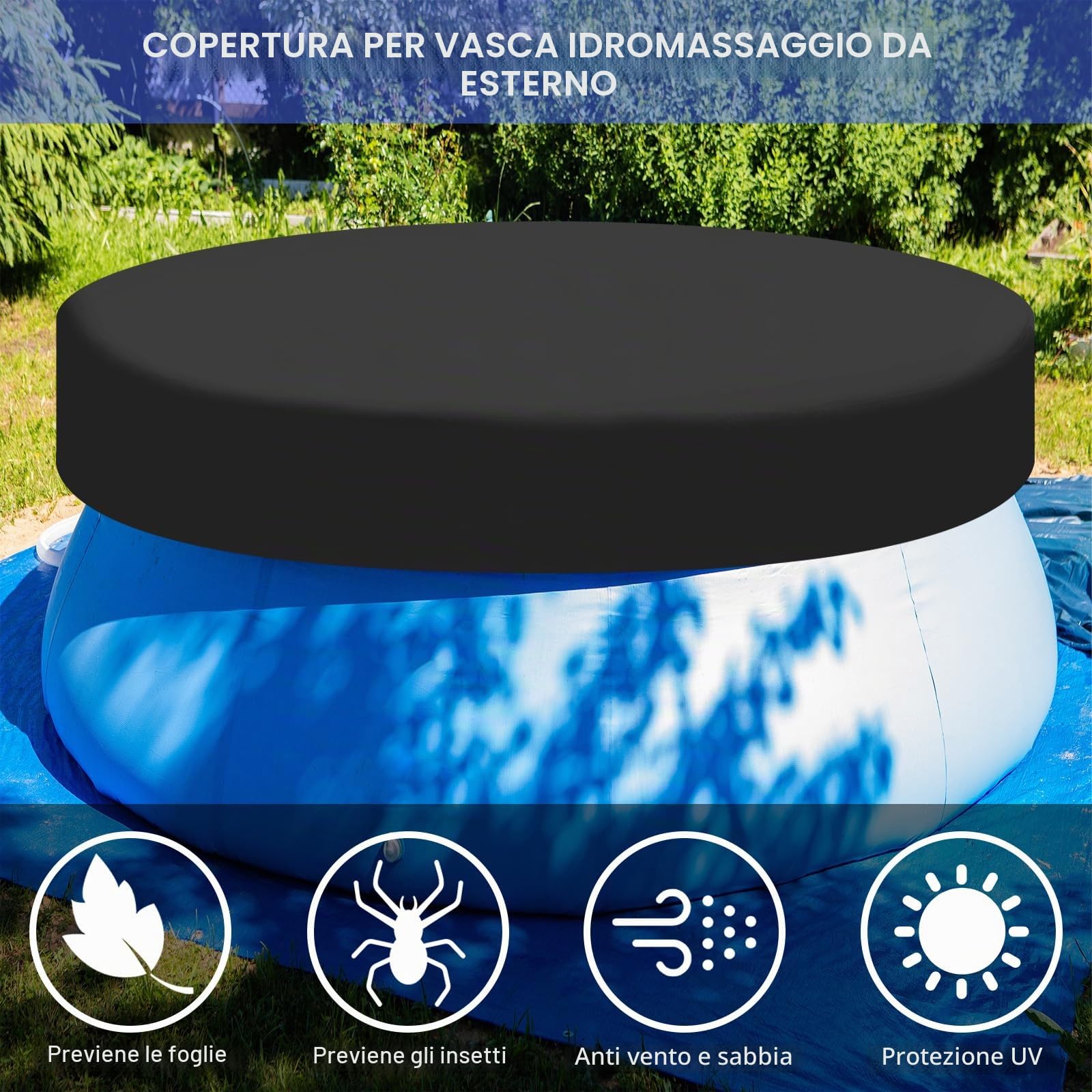 PATIKIL 200x200x30cm Quadrato Telo Copertura Rettangolare per Piscine 210d Oxford Coperture Copri Vasca da Bagno Idromassaggio Impermeabile Protezione Patio Mobili Calda Esterno, Grigio