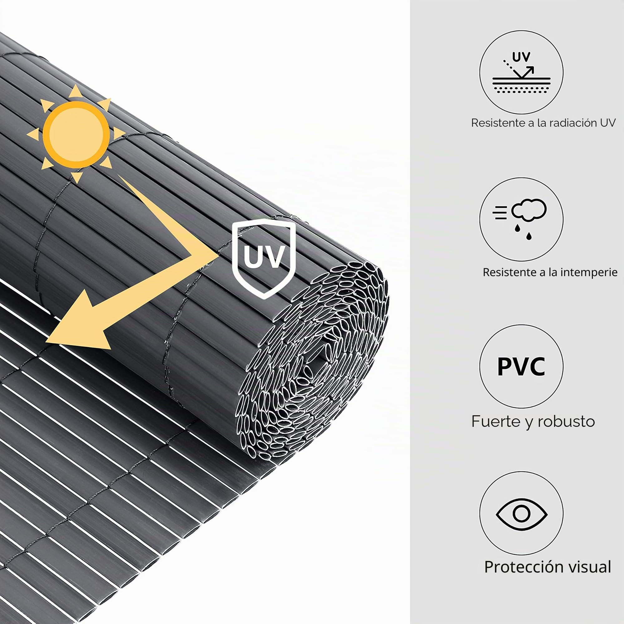 Ribelli® Estera de PVC de protección Visual para balcón, protección contra el Viento (90 x 400 cm, Antracita)