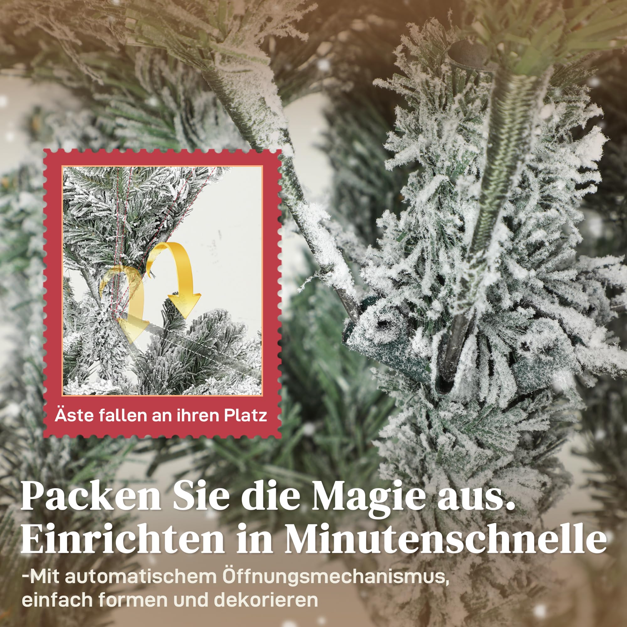 HOMCOM Künstlicher Weihnachtsbaum 150cm mit Schnee 1162 Zweigen Grün | Christbaum, Kiefernbaum mit Klappbarem Metallständer