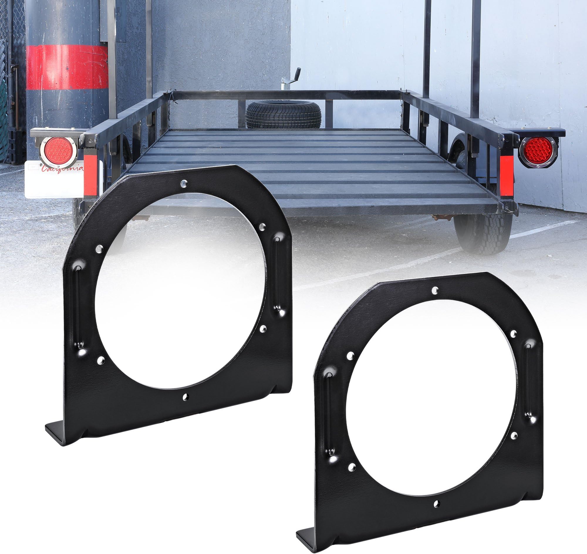 True Mods 2pc 4" Round Tail Light Mounting Bracket [L Shaped] [3mm Powder Coated Steel] [Ultra Sturdy] [Versatile Mounting] for 4" Round Trailer Tail Lights On Truck Trailer RV