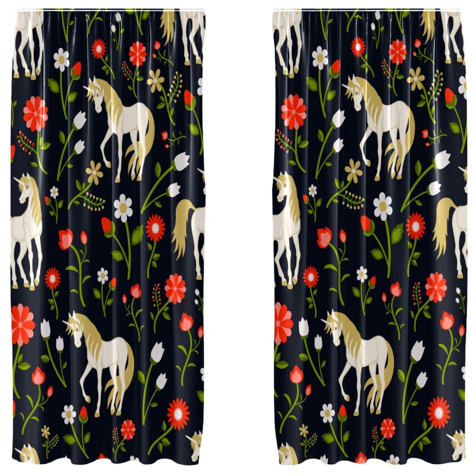 Cortinas opacas de unicornio y flores: aislamiento térmico y luz para dormitorios infantiles
