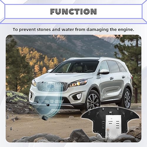 Miniatura 4 de HECASA Protector contra salpicaduras de motor con almohadilla de aluminio compatible con Kia Sorento EX LX S SX Limited 2016-2020 Reemplazo de 3.3L