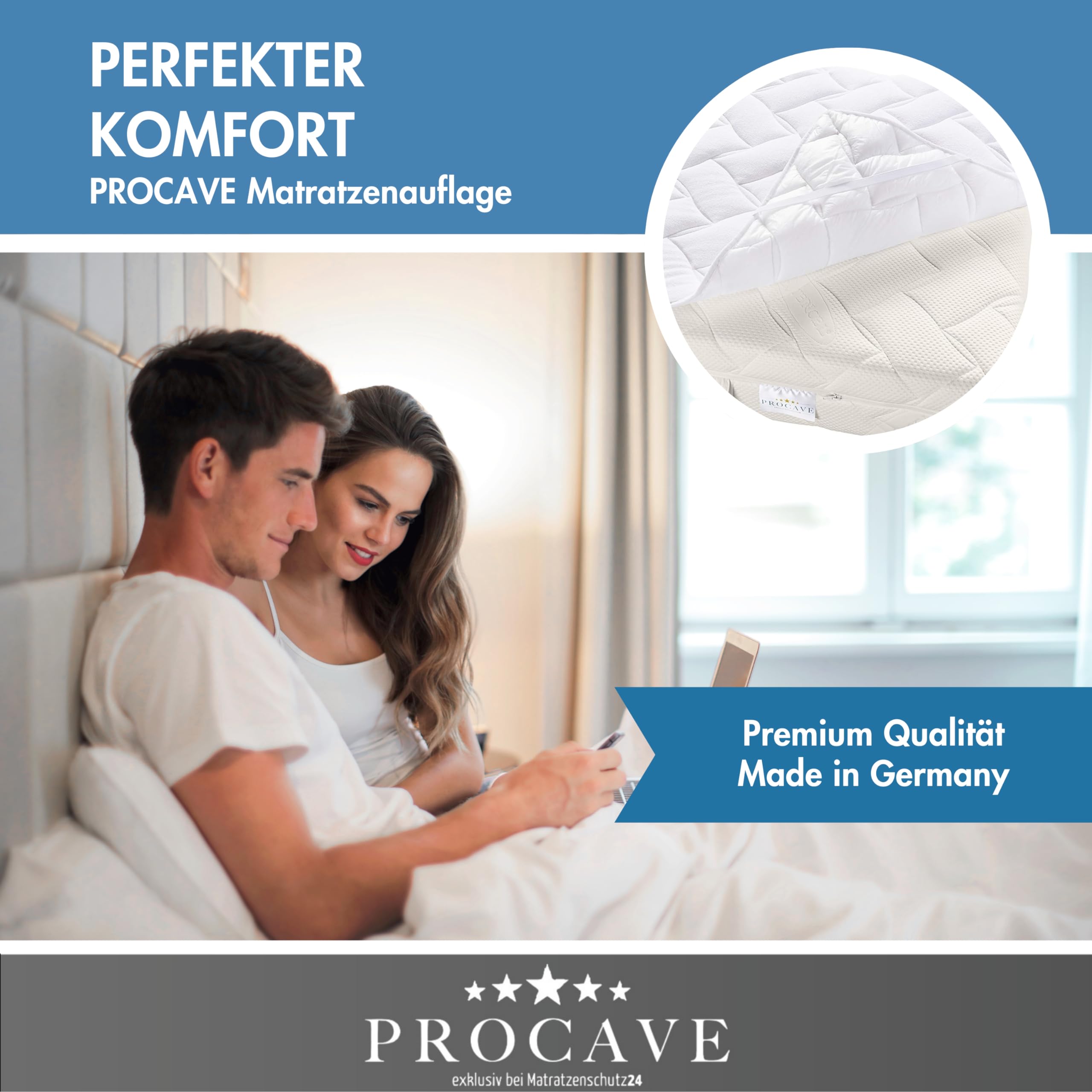 PROCAVE 1810-1811-1812 Protège-Matelas surpiqué, Tissu éponge, Weiß, 100x210 cm