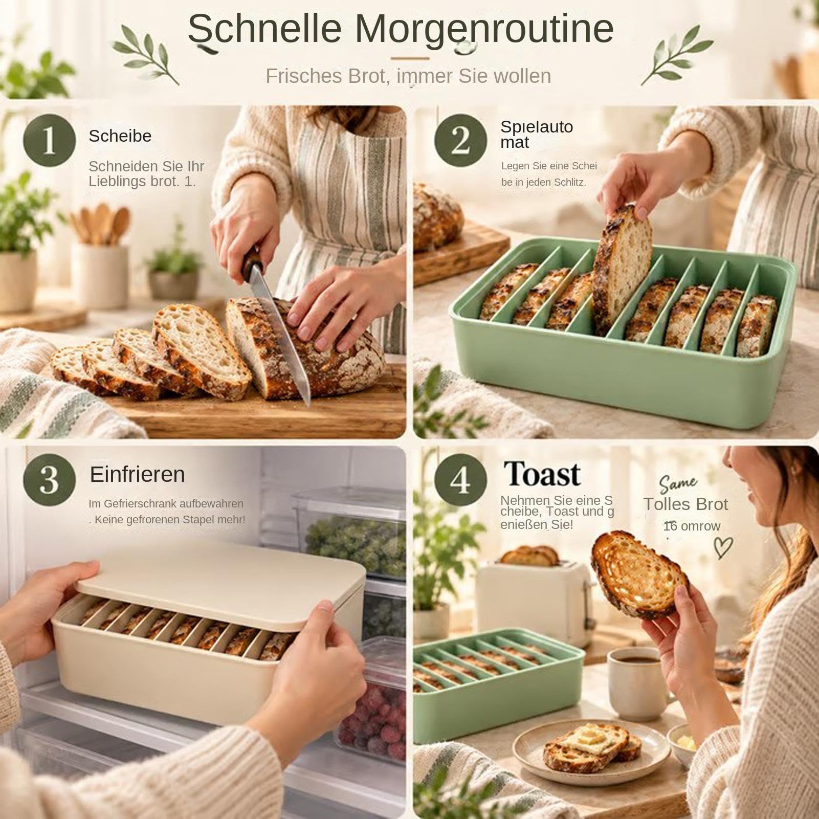 Generisch Brot-Gefrierbox aus Silikon mit 11 Fächern, Aufbewahrungsbehälter