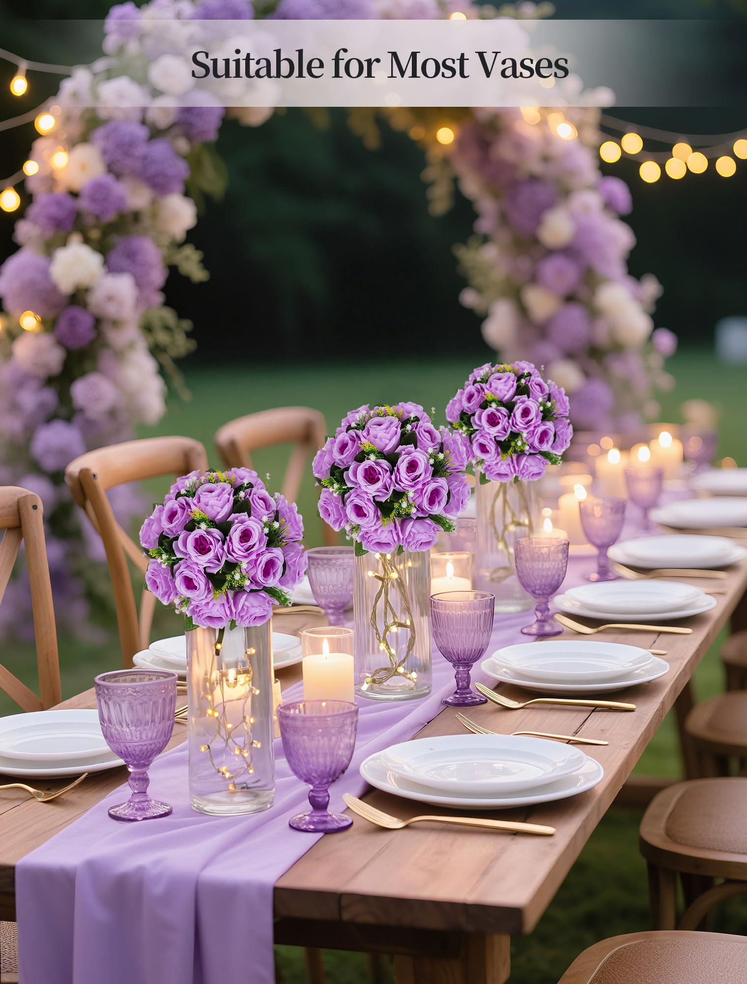 BLOSMON Künstlicher Blumenstrauß 2 Stück - Seidenrosen Lila Mit Babyatem