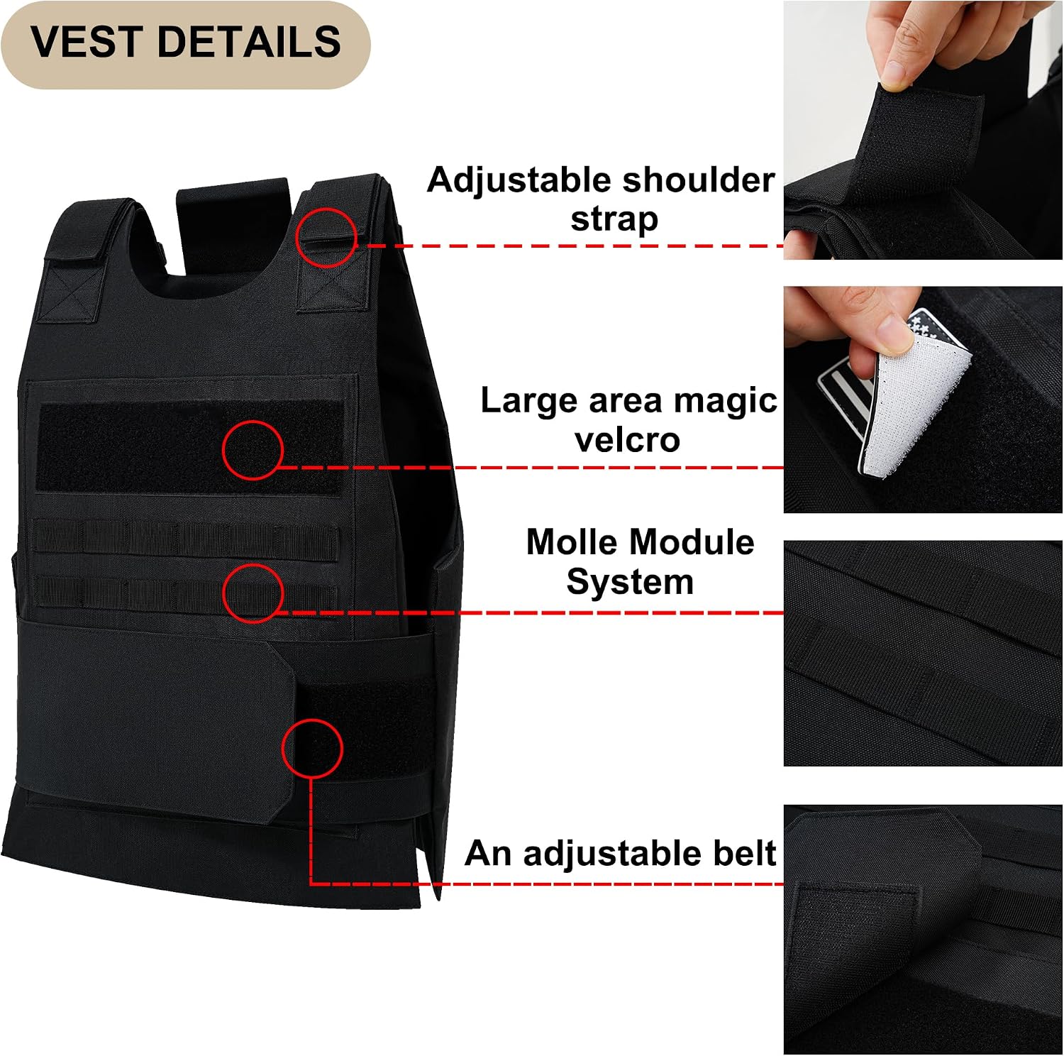 Tactical Vest for Men,Adjustable Lightweight MOLLE Vest,Suitable for Outdoor Movement Vest
