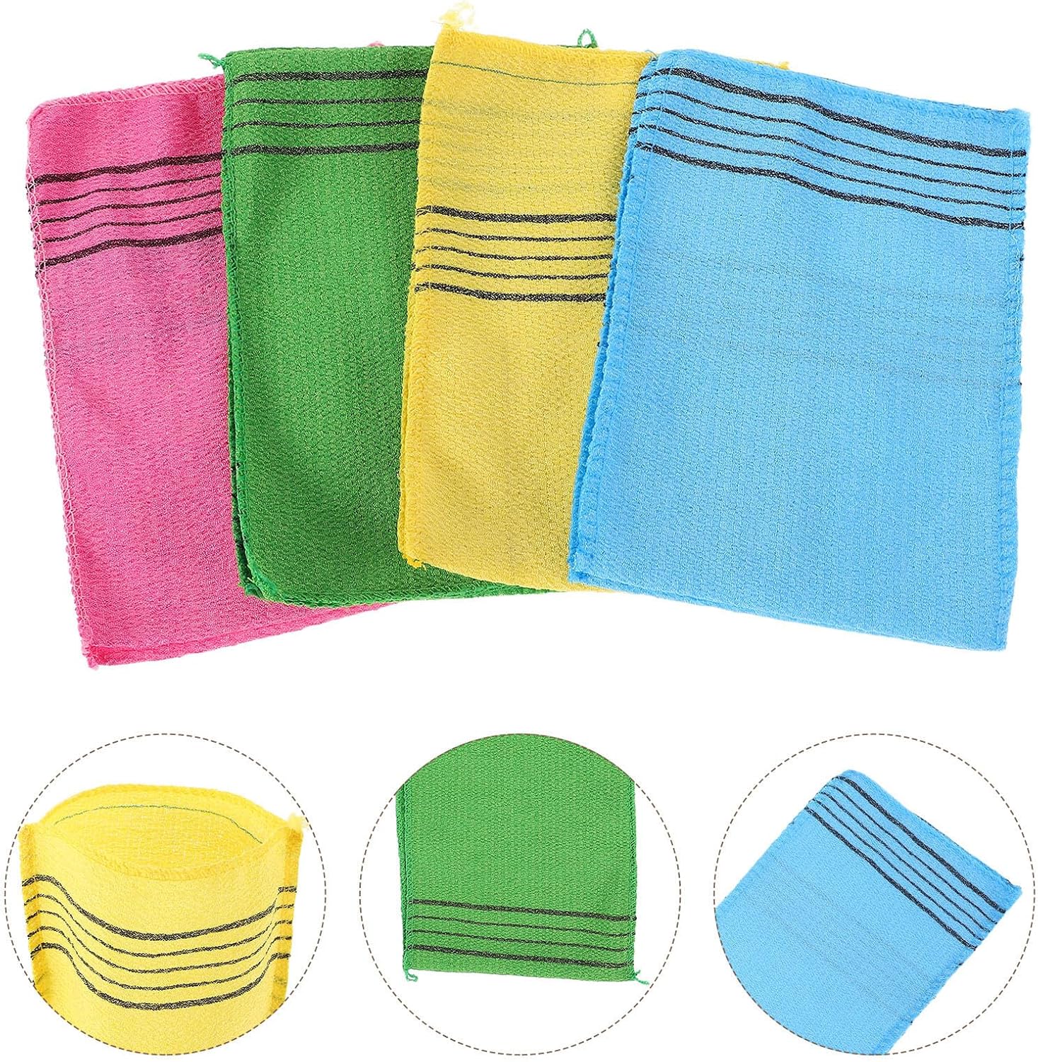 8pcs Exfoliating Washcloth Shower Towel Polyester Cotton | Ergonomic Design, Versatile Use, Smooth Skin Finish, Single Piece