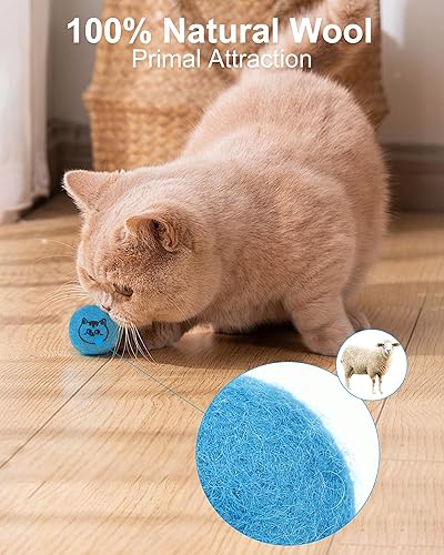 Miniatura 3 de Pelotas de juguete para gatos, bolas de lana suaves y silenciosas para gatos de interior, hechas a mano, naturales puros, seguros, colores aptos