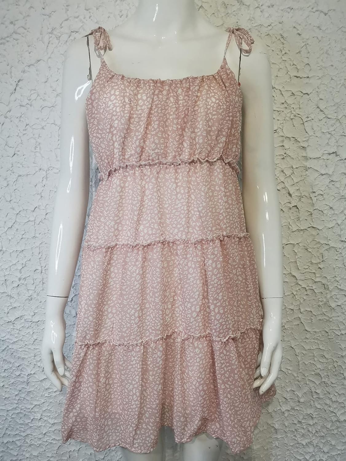 kinstell Women's Boho Spaghetti Strap Ruffle Square Neck Bowknot Backless Sleeveless Elegant Flowy Mini Short Skater Dresses - Image 5