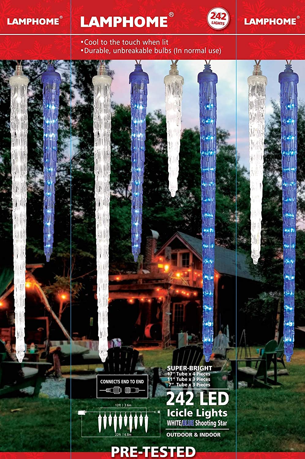 Buy 10Tubes Icicle Outdoor Christmas Led Lights 17inch 242 LED