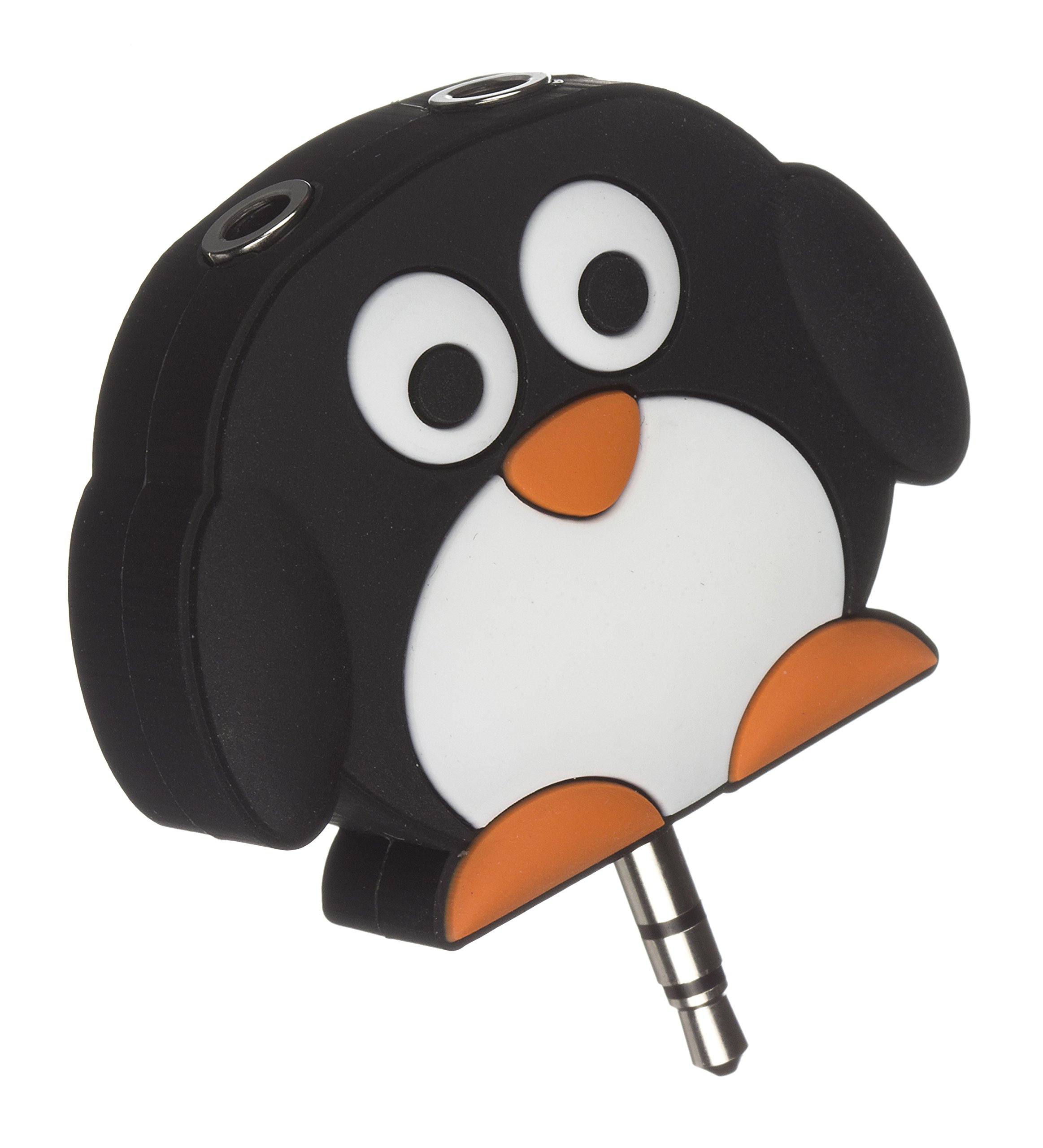 My Doodles Fun Novelty Children's Character 3.5 mm Headphone Splitter Compatible with Mobiles, Smartphones, Laptops, Tablets and MP3 Devices - Penguin