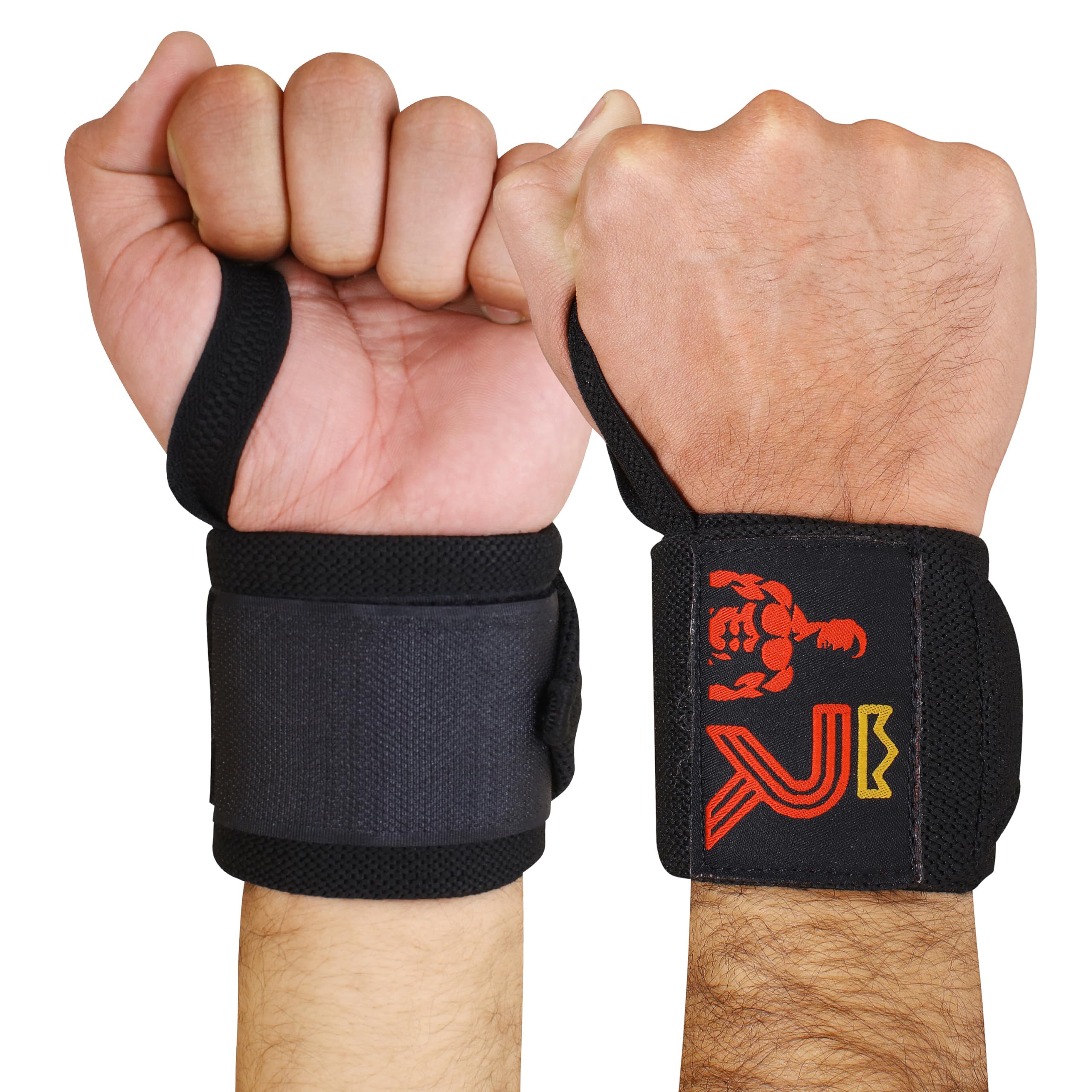 Wrist Straps for Weightlifting and Working Out, Breathable Wrists Wraps with Thumb Loop and Left/Right Tabs Support and Protection (Black)