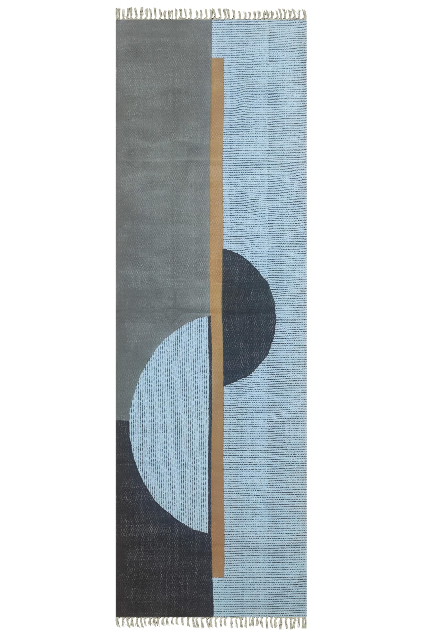 Tapis de sol indien Kilim de qualité supérieure en coton bleu et noir