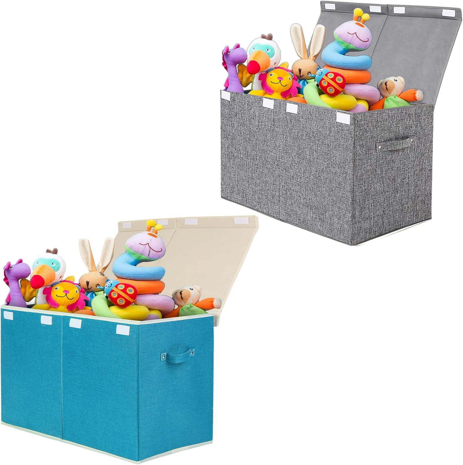 popoly Large Toy Box Chest with Lid, Collapsible Sturdy Toy Storage Organizer Boxes Bins Baskets