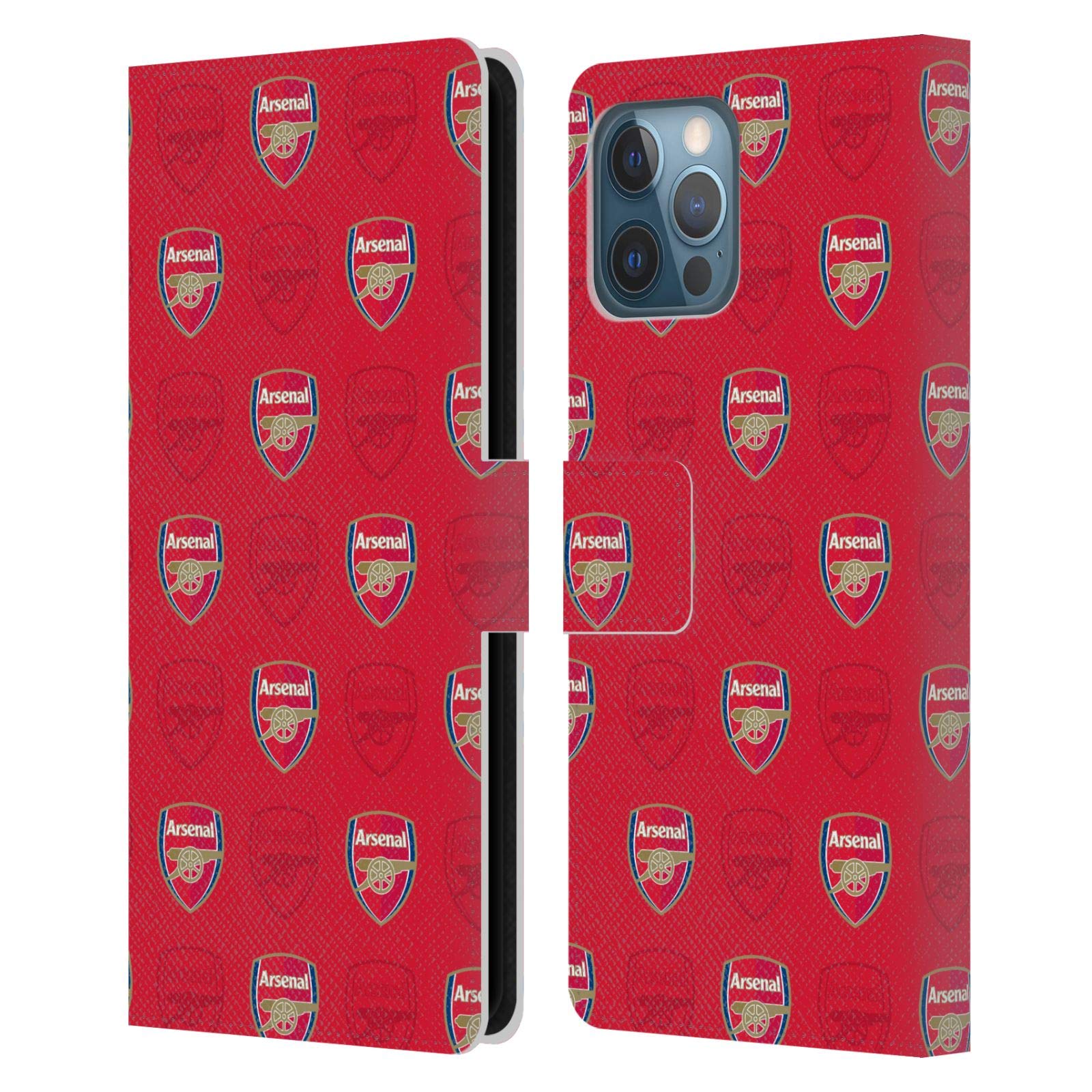 Head Case Designs Officially Licensed Arsenal FC Red Crest Patterns Leather Wallet Case Compatible With Apple iPhone 12 Pro Max