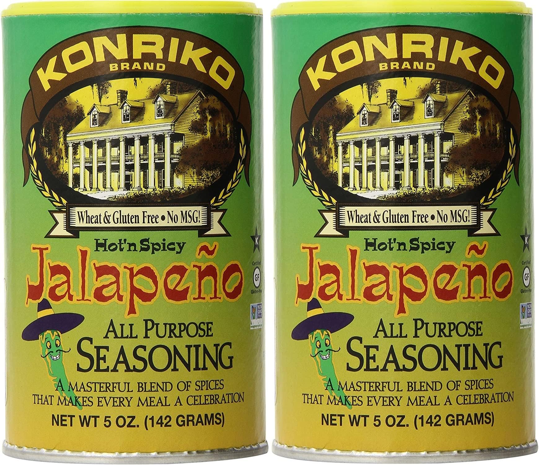 Konriko - Jalapeno All Purpose Seasoning 5 oz (Pack of 2) - Wheat Free - Gluten Free - No MSG