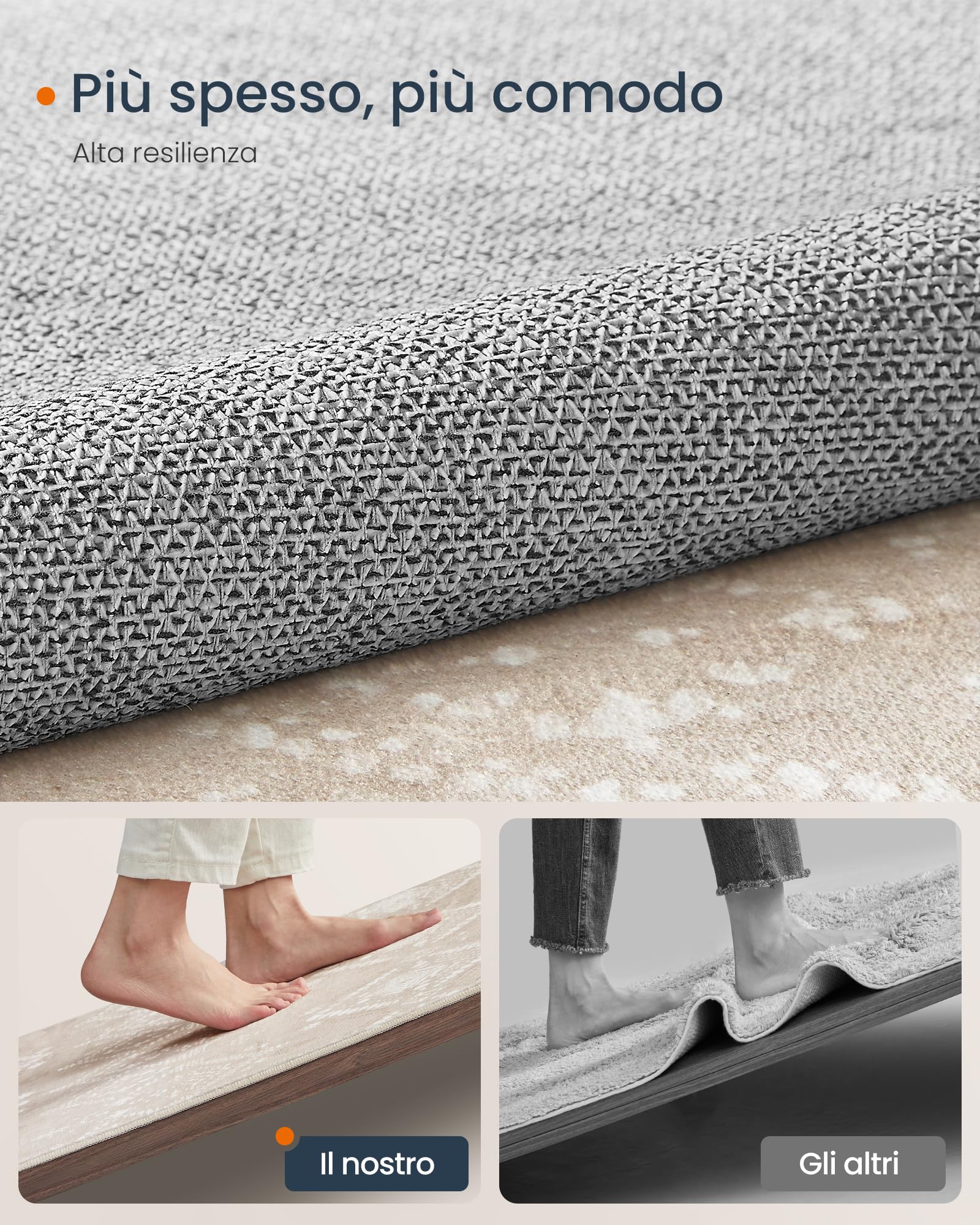 SONGMICS HOME Tappeto per Soggiorno, 200 x 290 cm Tappeto Salotto Antiscivolo, per Soggiorno Camera da Letto Cameretta, Lavabile in Lavatrice, Stile Boho, Beige Cappuccino TAR214L01