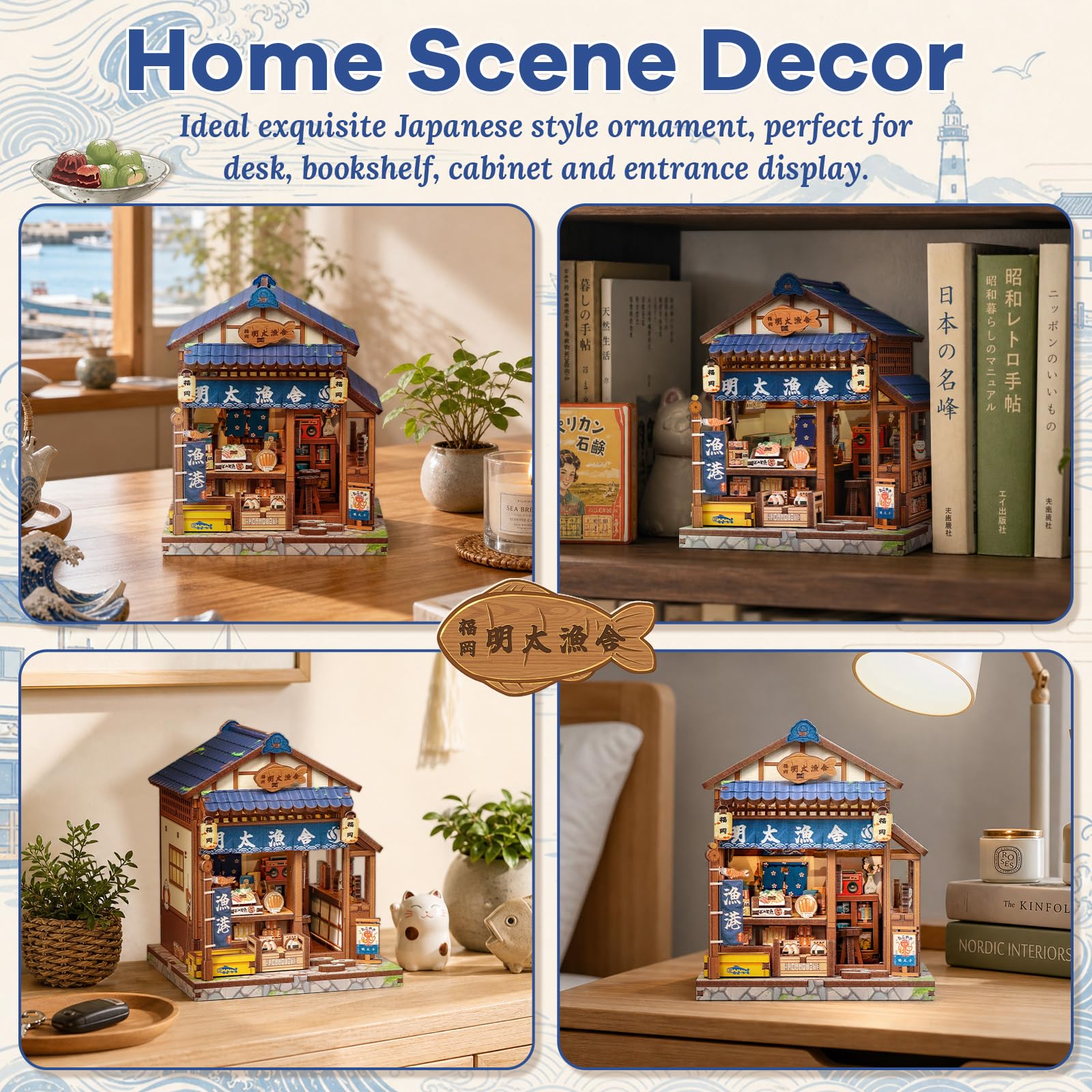 Miniatura Book Nook De Cocina Japonesa Fukuoka Mentaiko, Maqueta De Casa De Muñecas