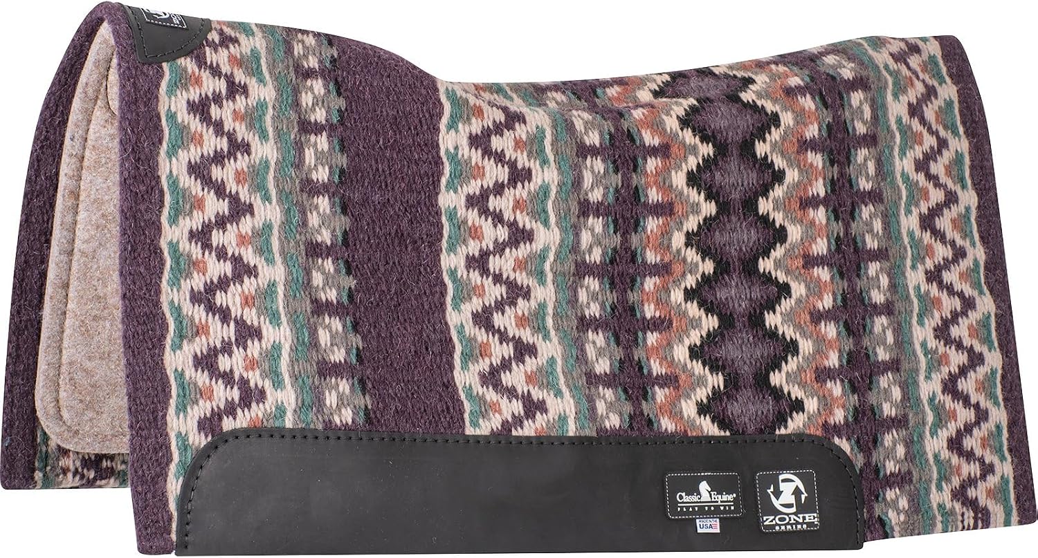 Classic Equine Zone Blanket Top Pad, 3/4-inch Felt, Mulberry-Cashmere, 32 x 34