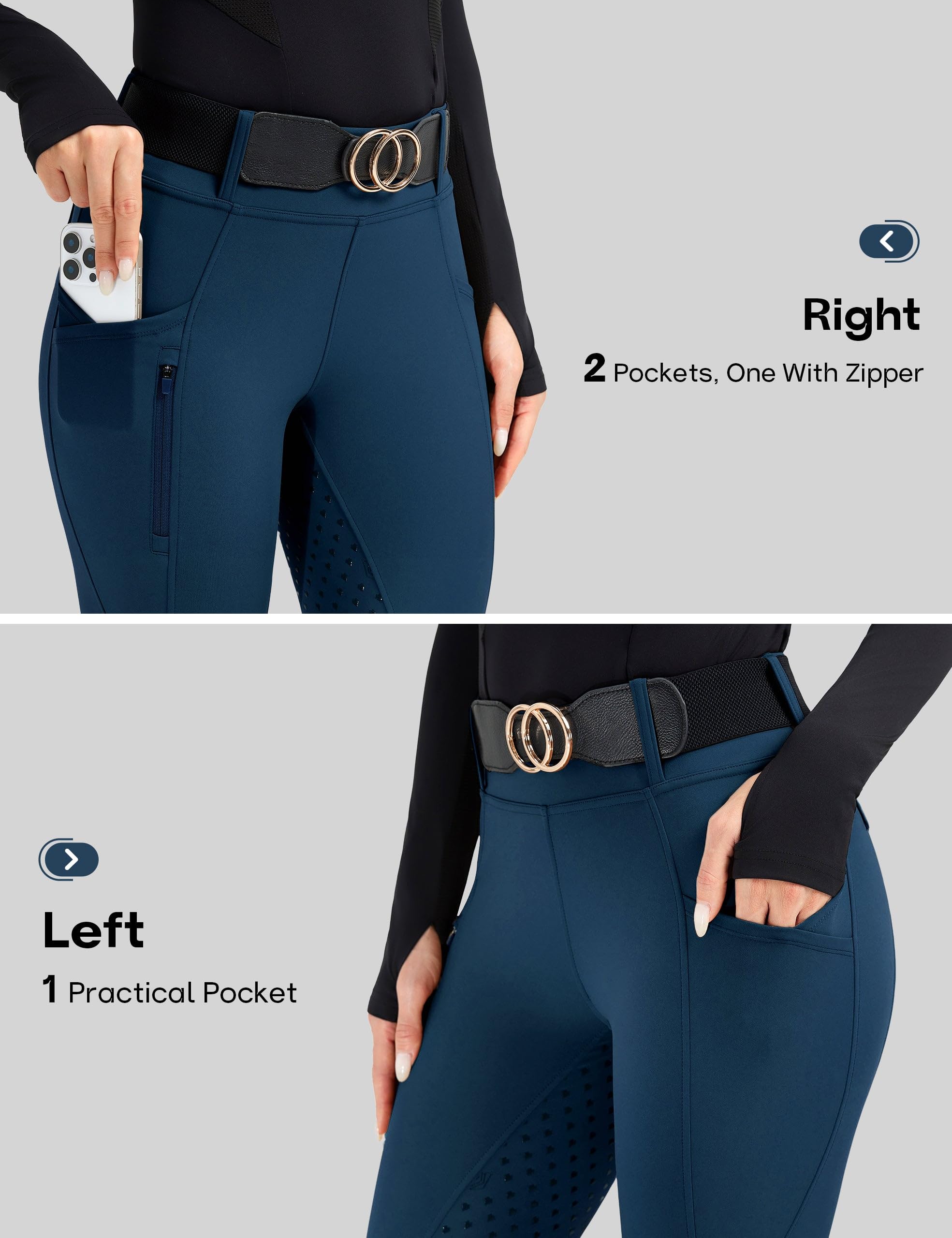 FitsT4 Sports Pantalon d'équitation pour femme - Taille haute - Avec poches