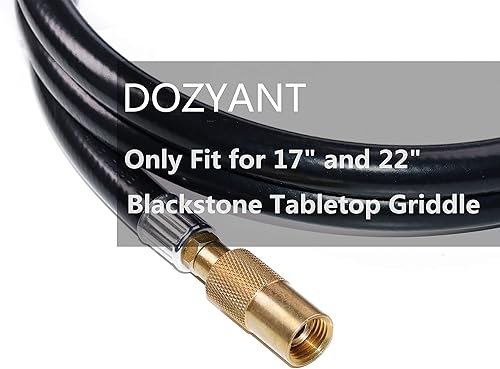 Miniatura 3 de DOZYANT Regulador de propano de 12 pies y manguera para plancha de mesa Blackstone de 17 pulgadas y 22 pulgadas, piezas de repuesto que se conectan