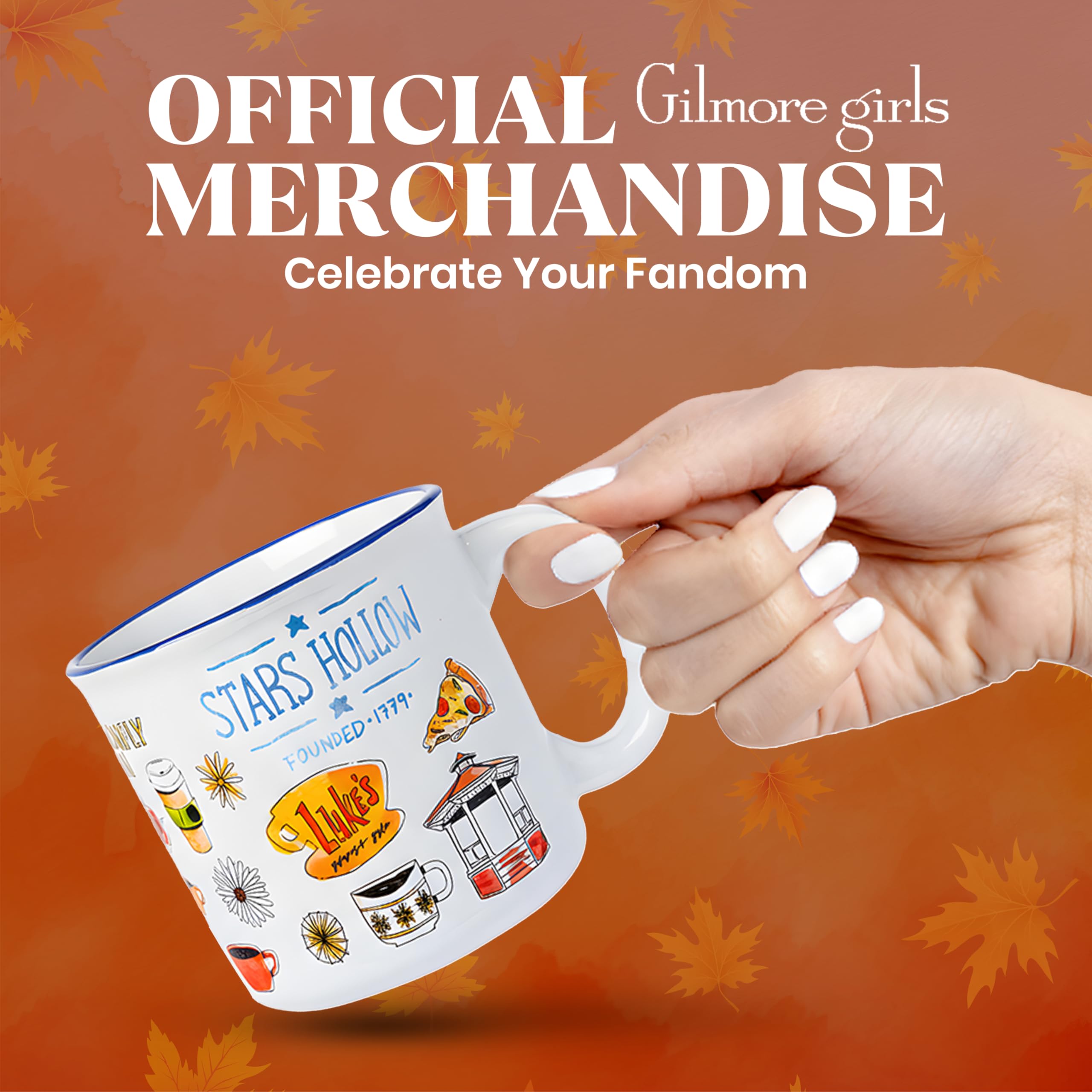 Silver Buffalo Gilmore Girls Luke's Featuring Iconic Stars Hollow Locations Keramik Camper Tasse, 590 ml