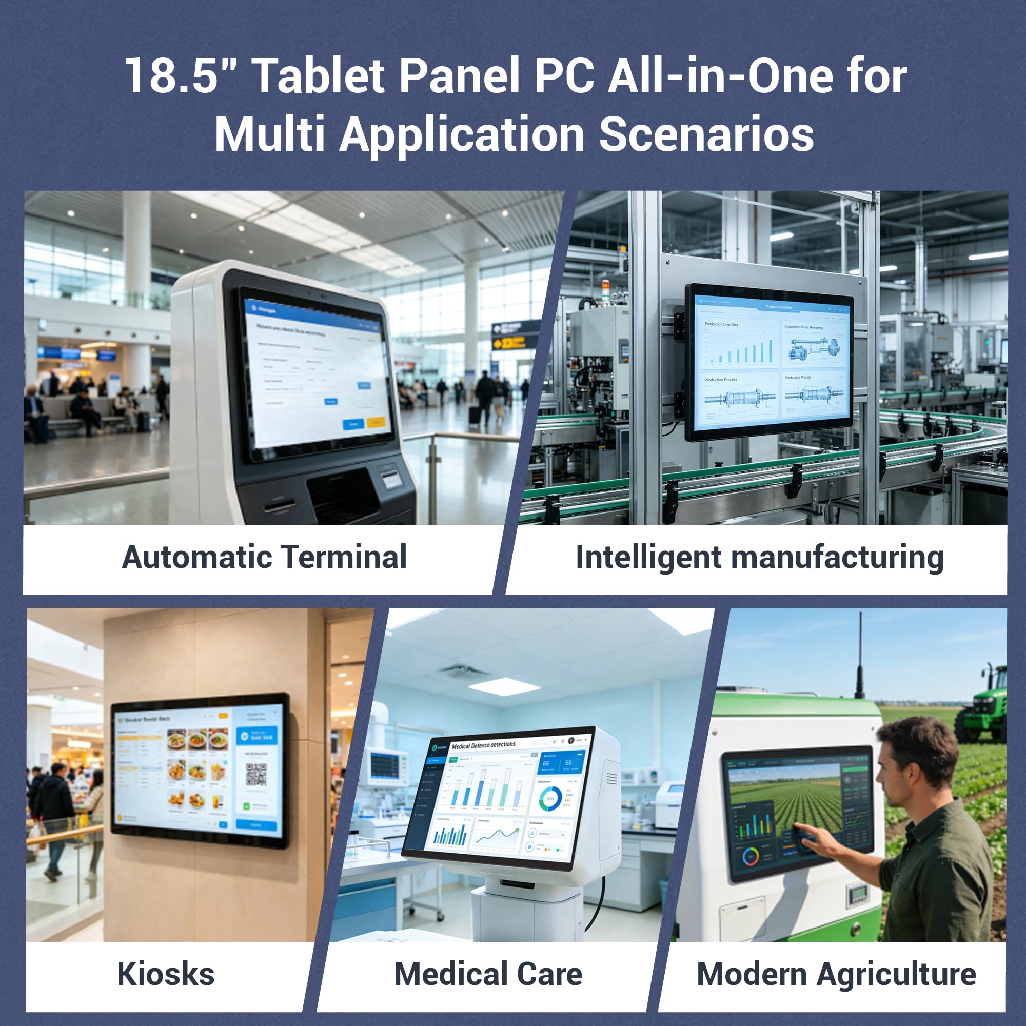 Panel PC-HEIGAOLAPC 18,5" Industrie Touch Panel Computer All in One Win11 Pro, Fanless Embedded Touchscreen Tablet N100, 8GB Ram 128GB Rom, 1920*1080 IPS, HDMI2.0, Type-C3,1, 2*USB3,2, 2*USB2,0, 2*LAN