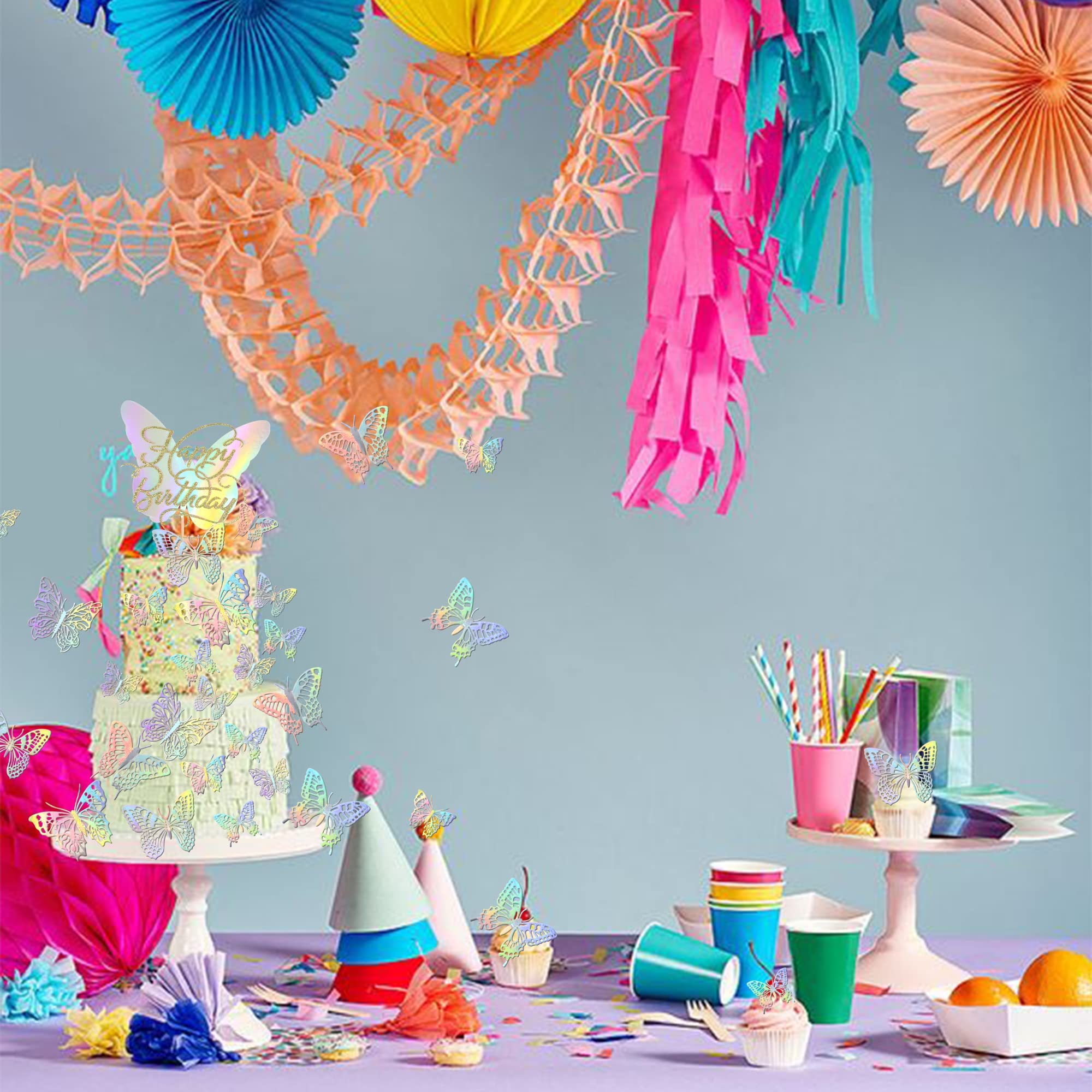 Lot De 6 Ballons En Aluminium En Forme De Papillon Multicolores - Pour