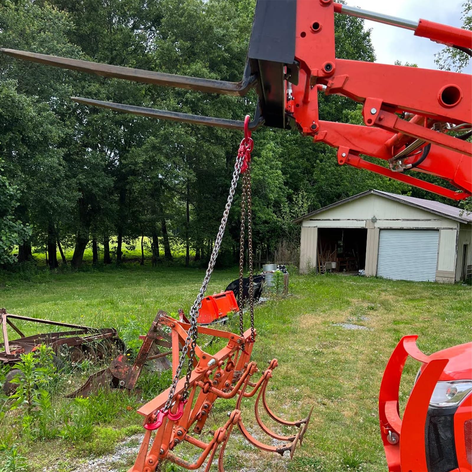 1.6 3 5 6.6 Ft Double Leg Chain Sling, Heavy Chains 2 Ton Capacity for Mining Machinery Lifting and Handling, Alloy Steel Engine Chain Hoist Lifts with Grab Hooks (Size : 2m/6.6ft)