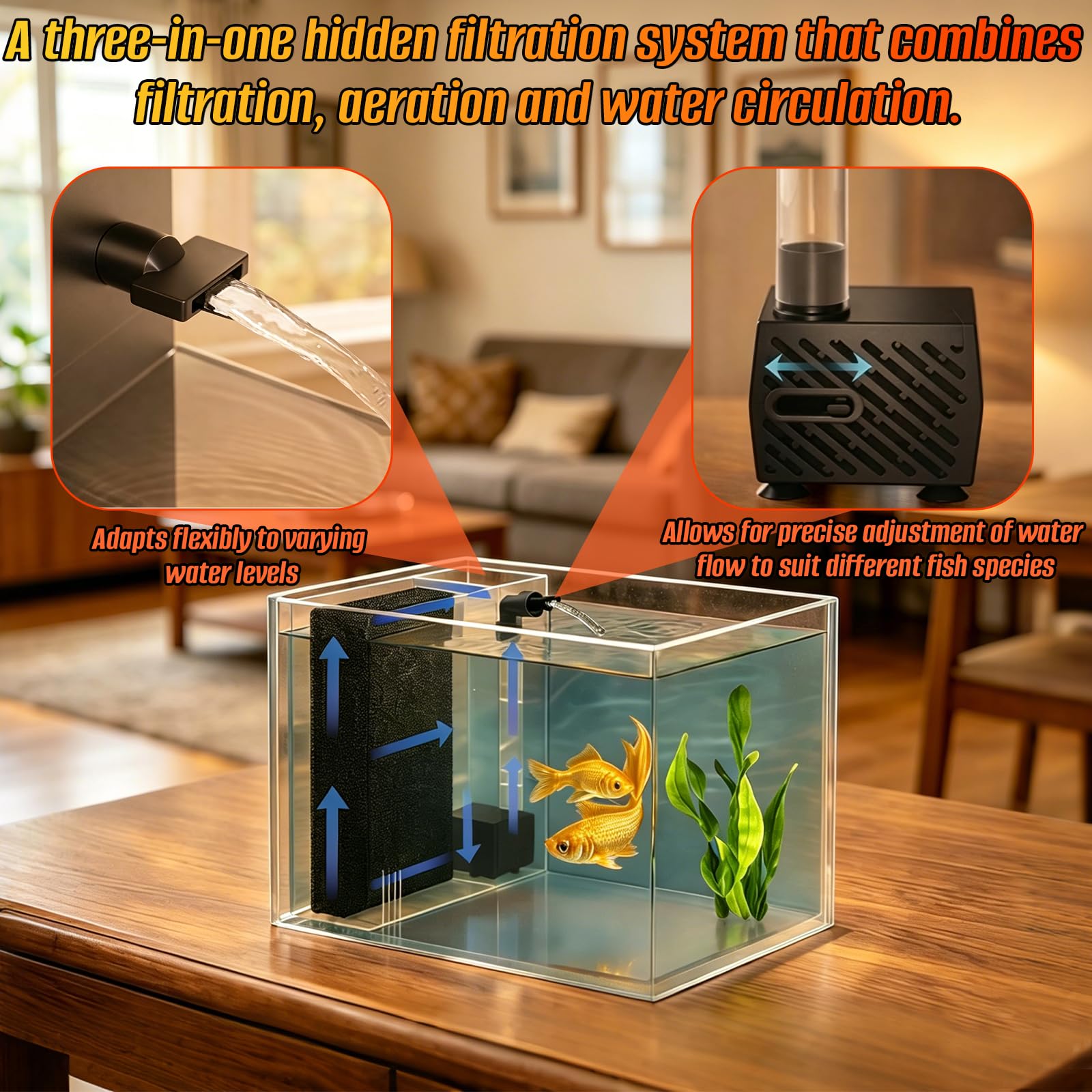 Mini acuario acrílico de 3,7 l con bomba de filtro, iluminación LED, pequeño acuario Betta, juego completo para peces pequeños, gambas y plantas (negro)