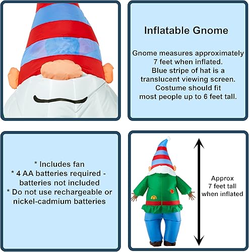 Miniatura 2 de Rubie's Disfraz inflable de gnomo para adultos, como se muestra, talla única, Como se muestra