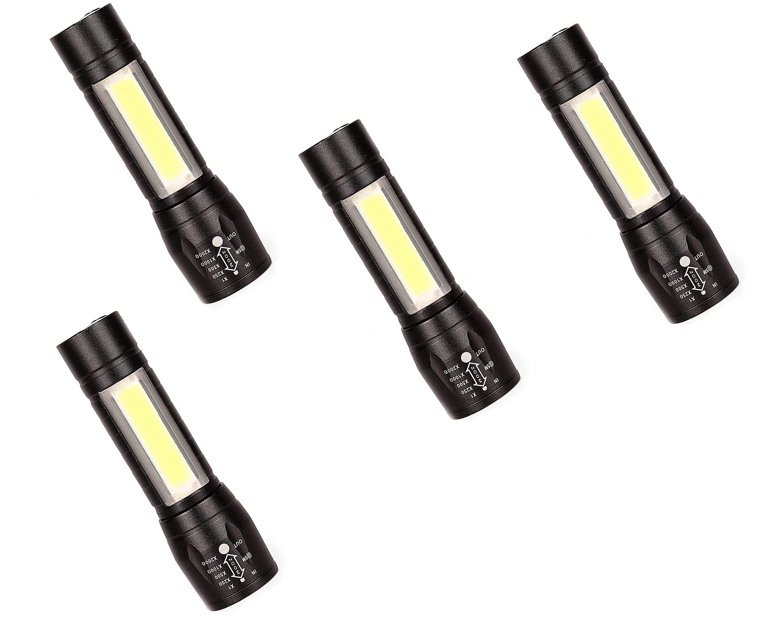 SPARKOLITE Mini Waterproof Portable LED XPE COB Flashlight LED Flashlight with COB Light USB Rechargeable 3 Modes Pen Clip Light Flashlight Zoomable Flashlight Torch (Black) (Pack of 4) (B0C597Y571) Amazon Price History, Amazon Price Tracker