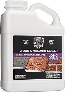 ProCare Premium Masonry and Wood Floor Sealer - Outdoor Waterproof Protectant for Concrete, Stone, Exterior Wood, Brick, Stucco - Weatherproof Clear Silicone Sealant - Made in The USA (1 Gallon)